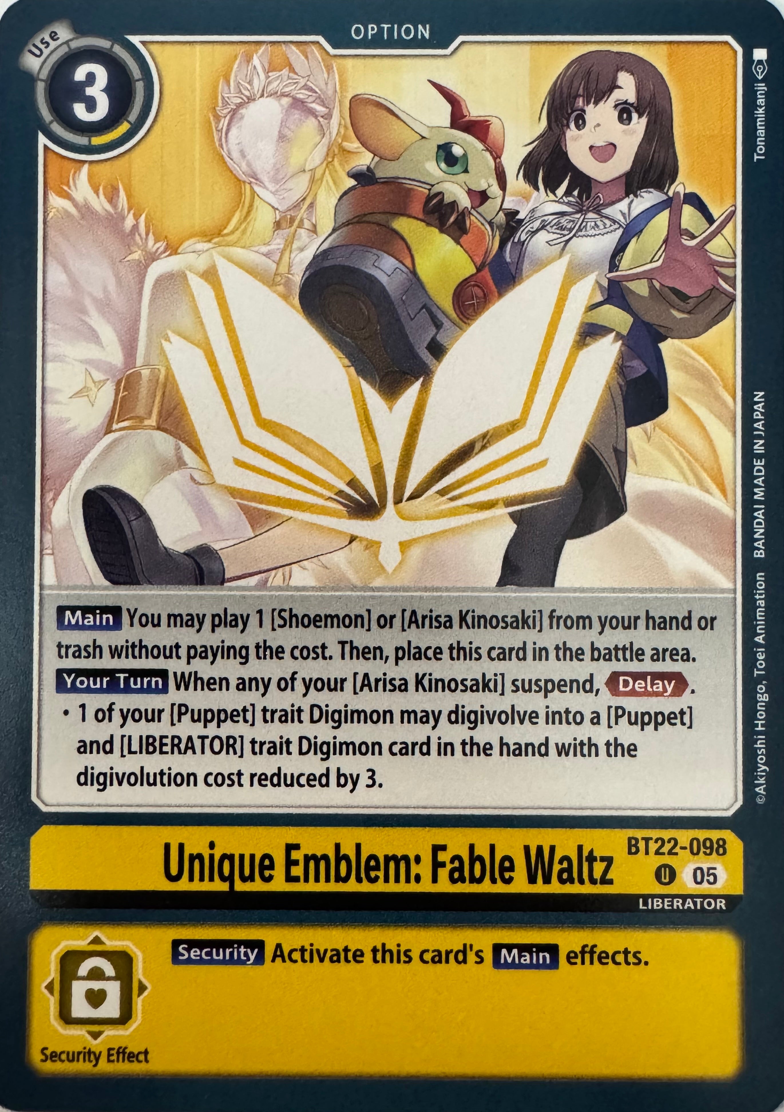 Digimon Tcg Unique Emblema: Fable Waltz Bt22-098