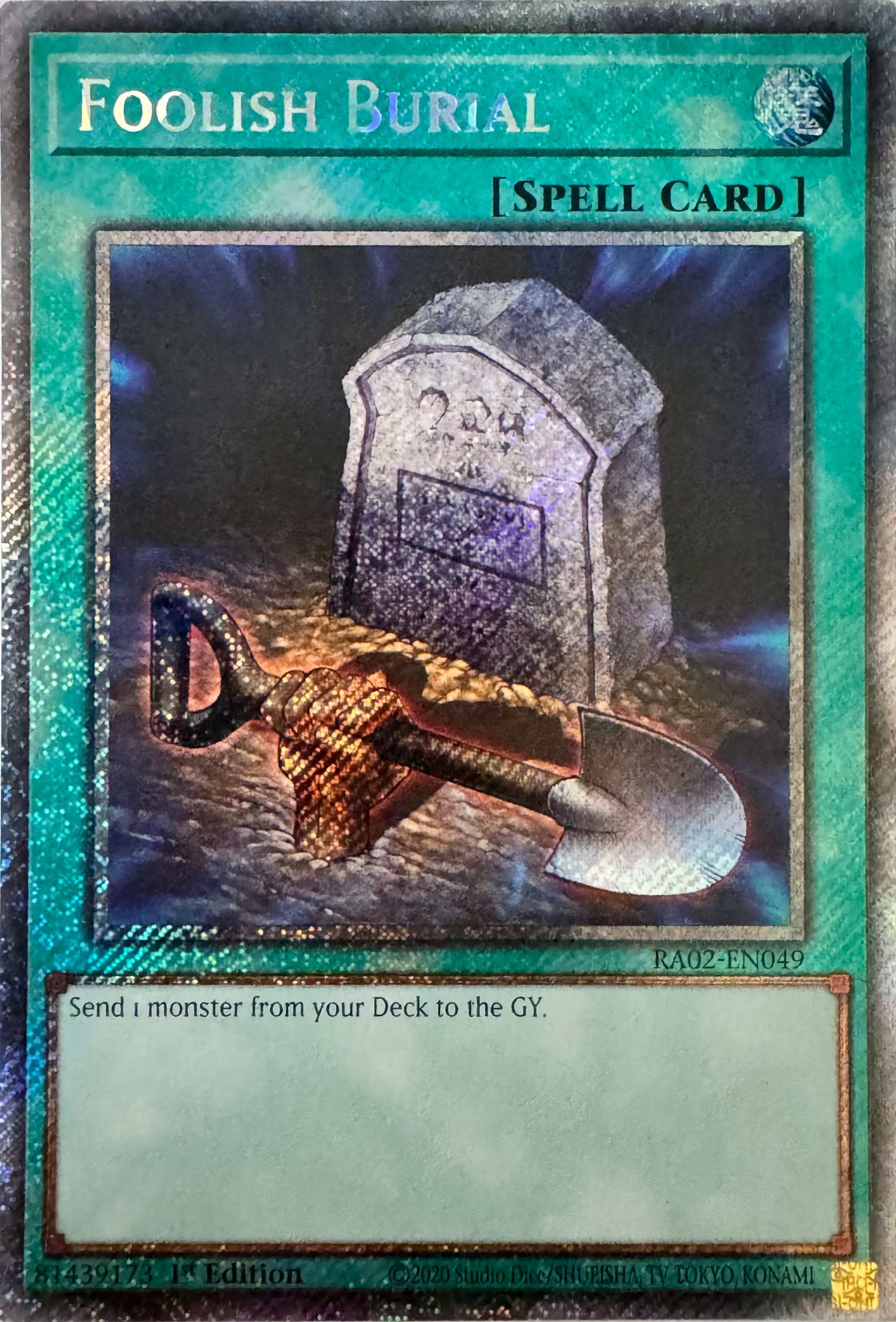Yugioh! Foolish Burial Ra02-en049 1st Edition Platinum