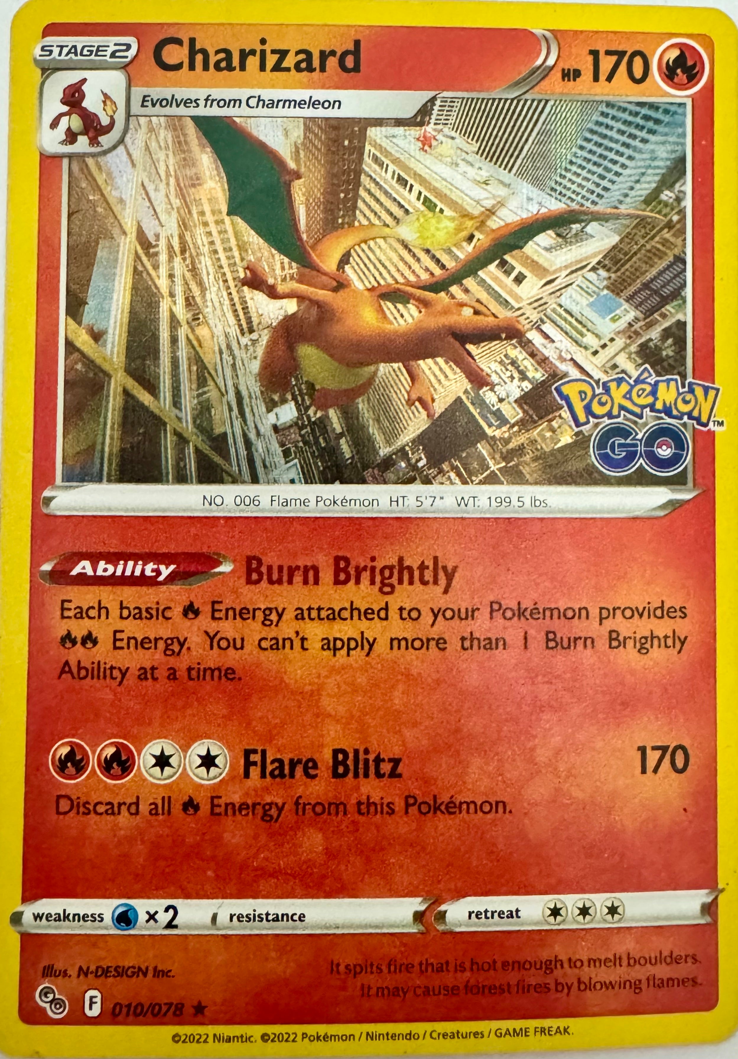 Pokémon Tcg Charizard 010/078 (PGO)Holo