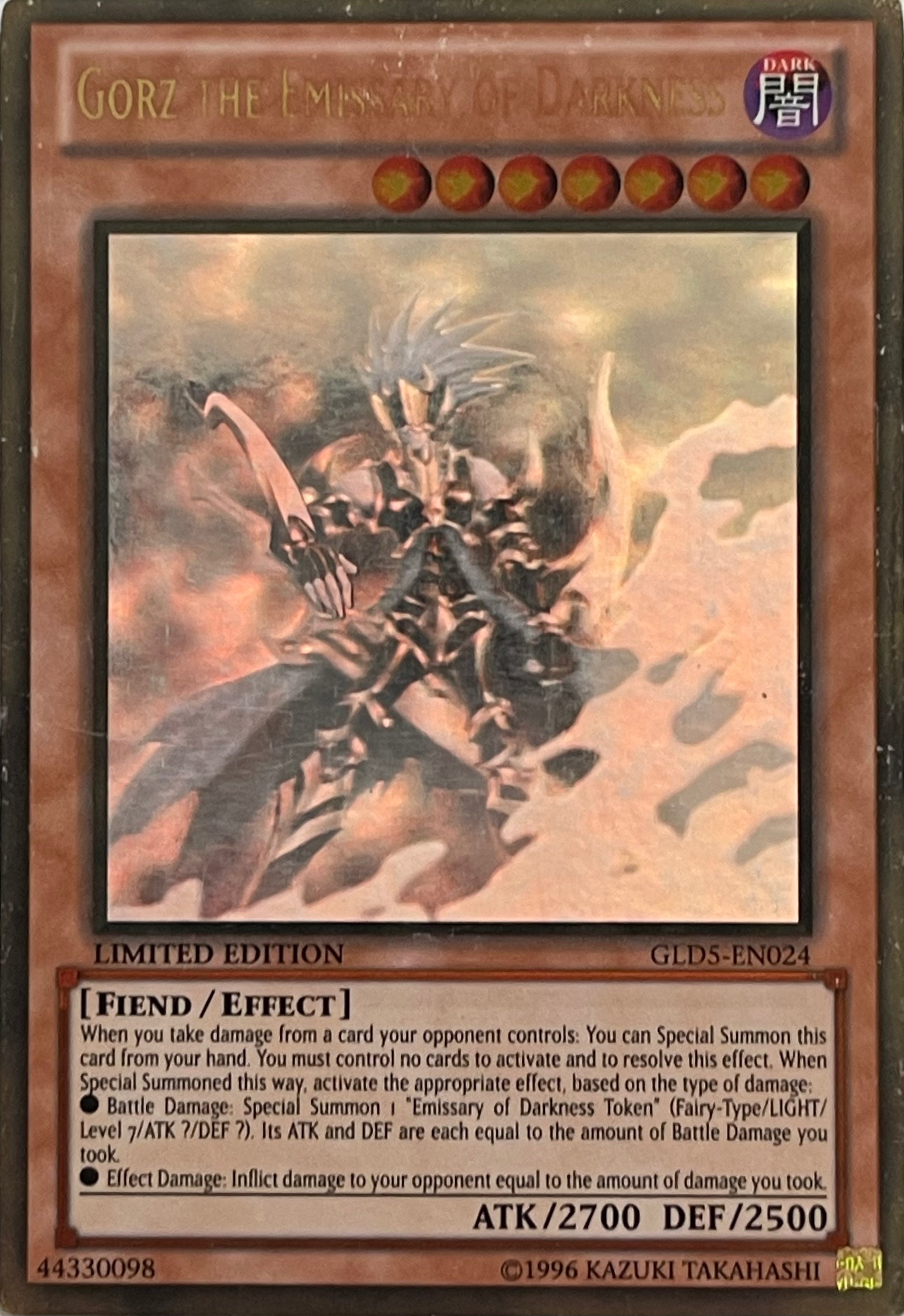 Yugioh! Gorz the Emissary of Darkness GLD5-EN024 Limited Edition Ghost/Gold Rare DMG