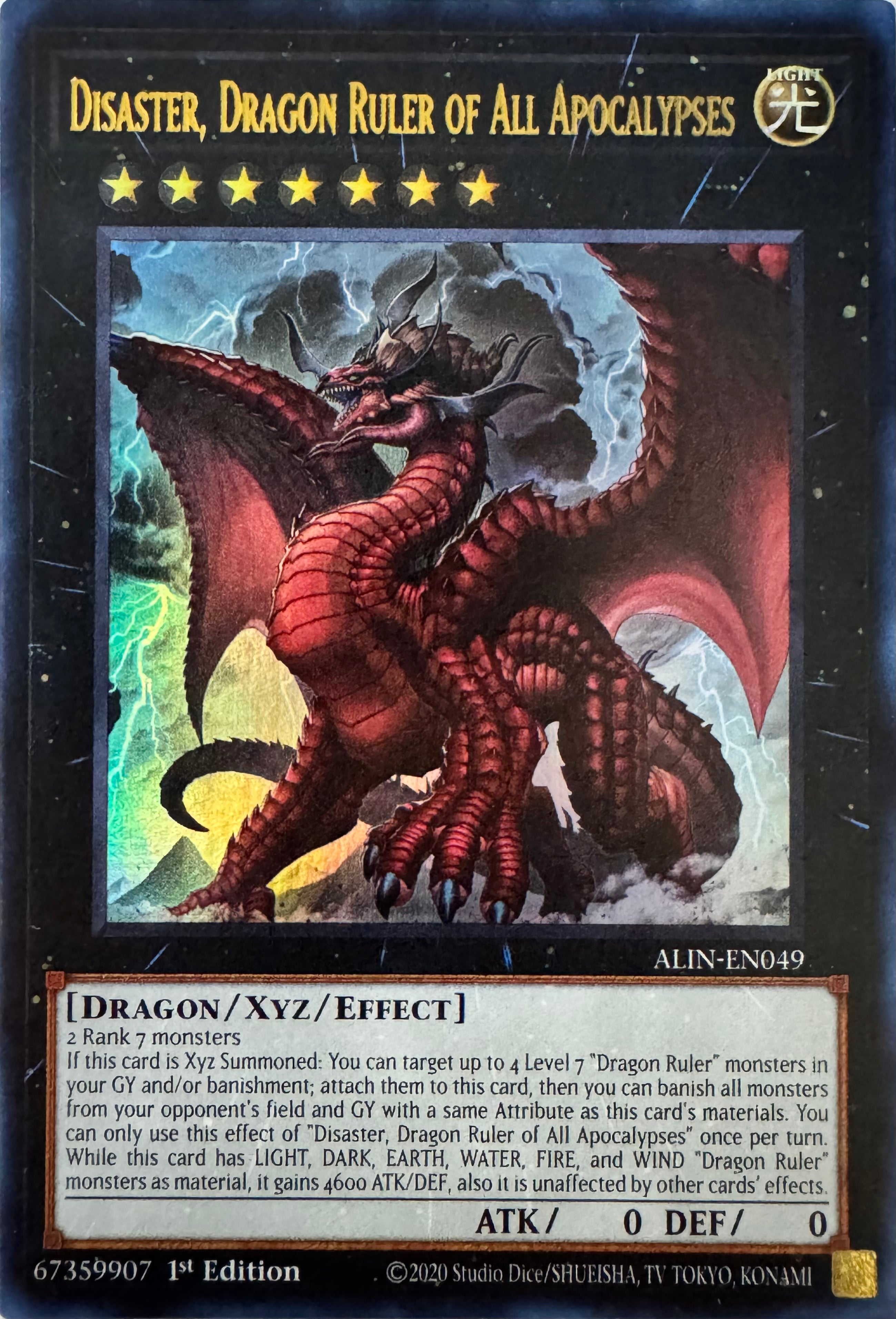 Yugioh! Disaster, Dragon Ruler Of All Apocalypses Alin-en049 1st Edition Ultra