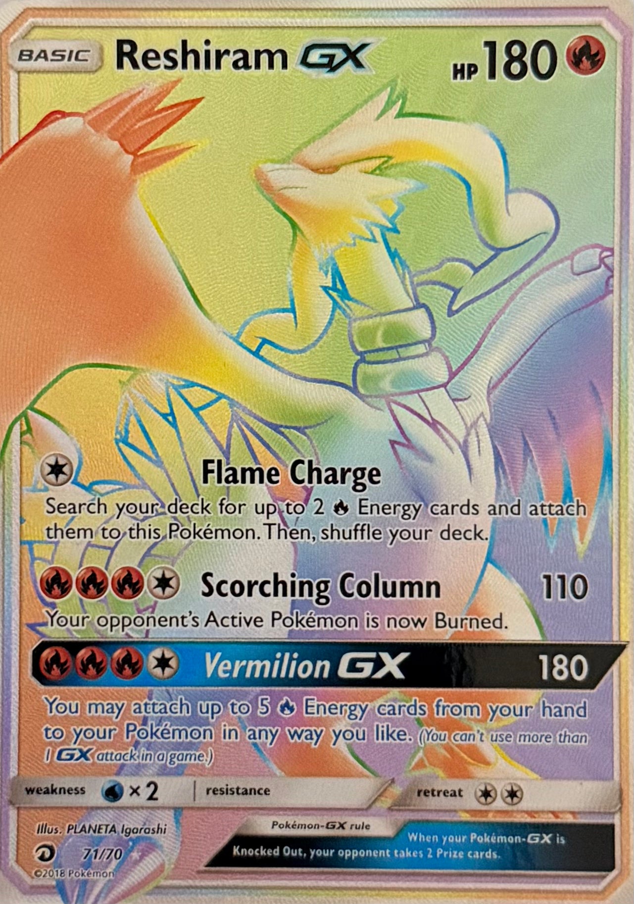 Pokemon Tcg Reshiram Gx 71/70
