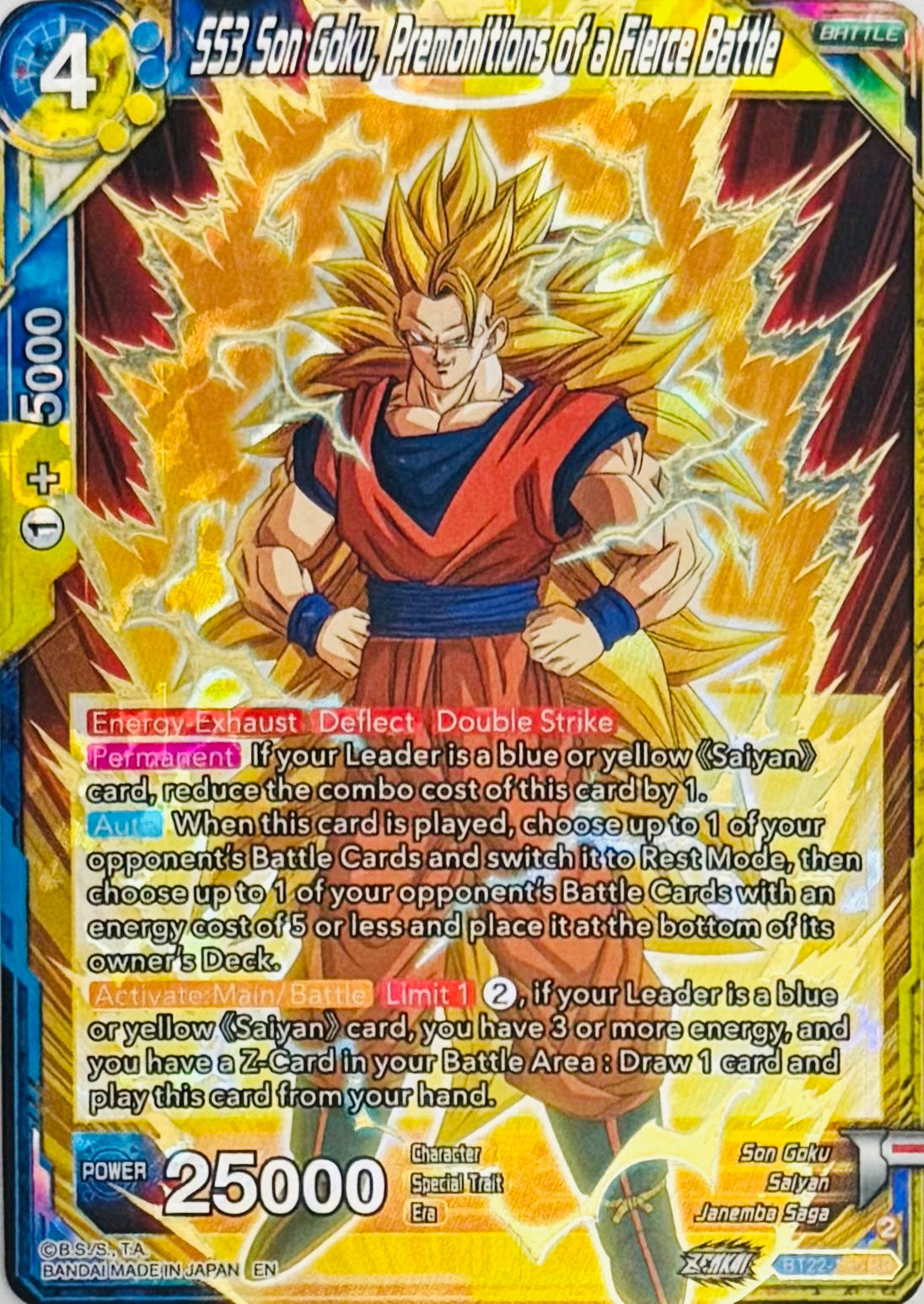 Dragon Ball Tcg SS3 Son Goku, Premonitions Of A Fierce Battle Bt22-135