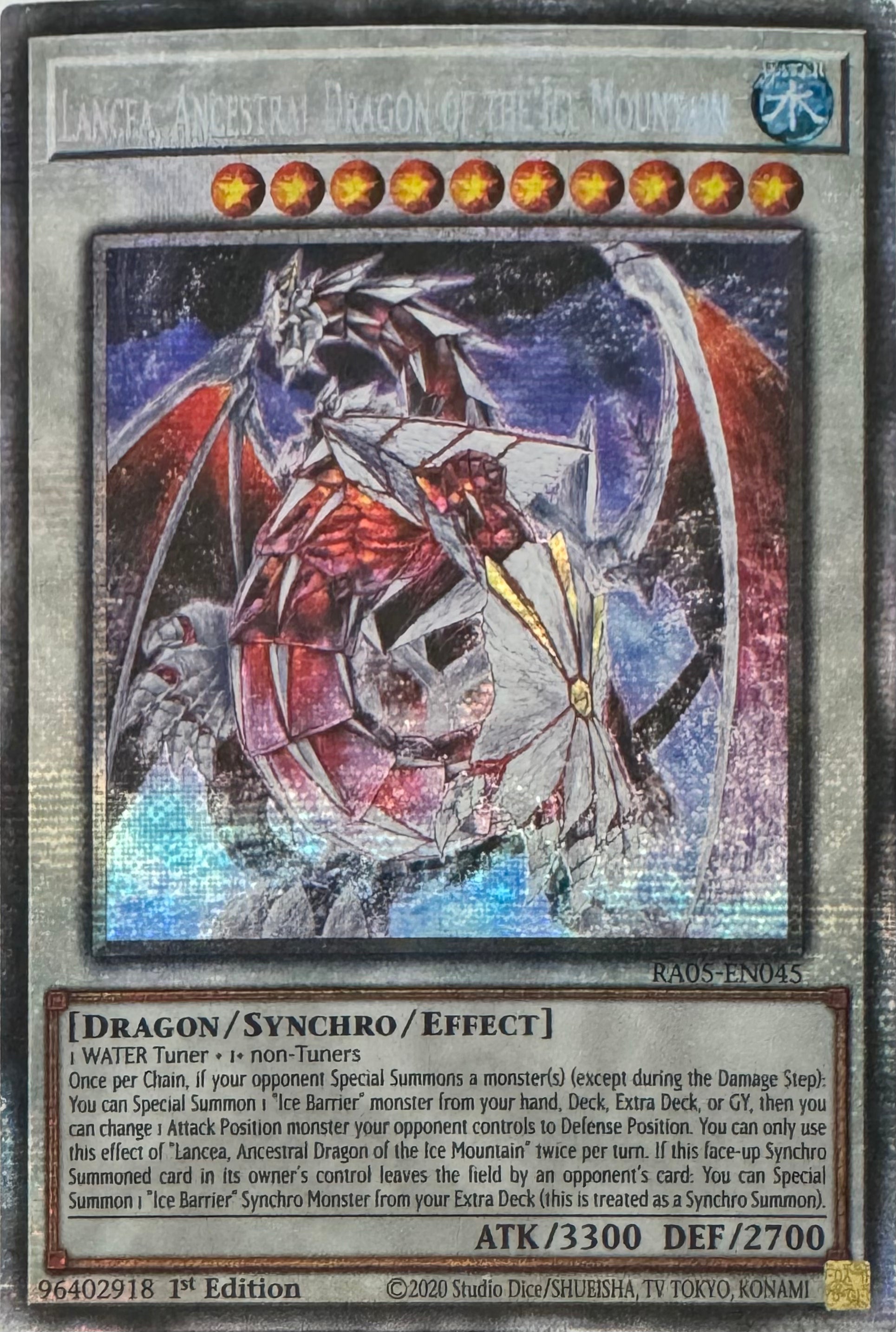 Yugioh! Lancea, Ancestral Dragon Of The Ice Mountain Ra05-en045 1st Edition Starlight