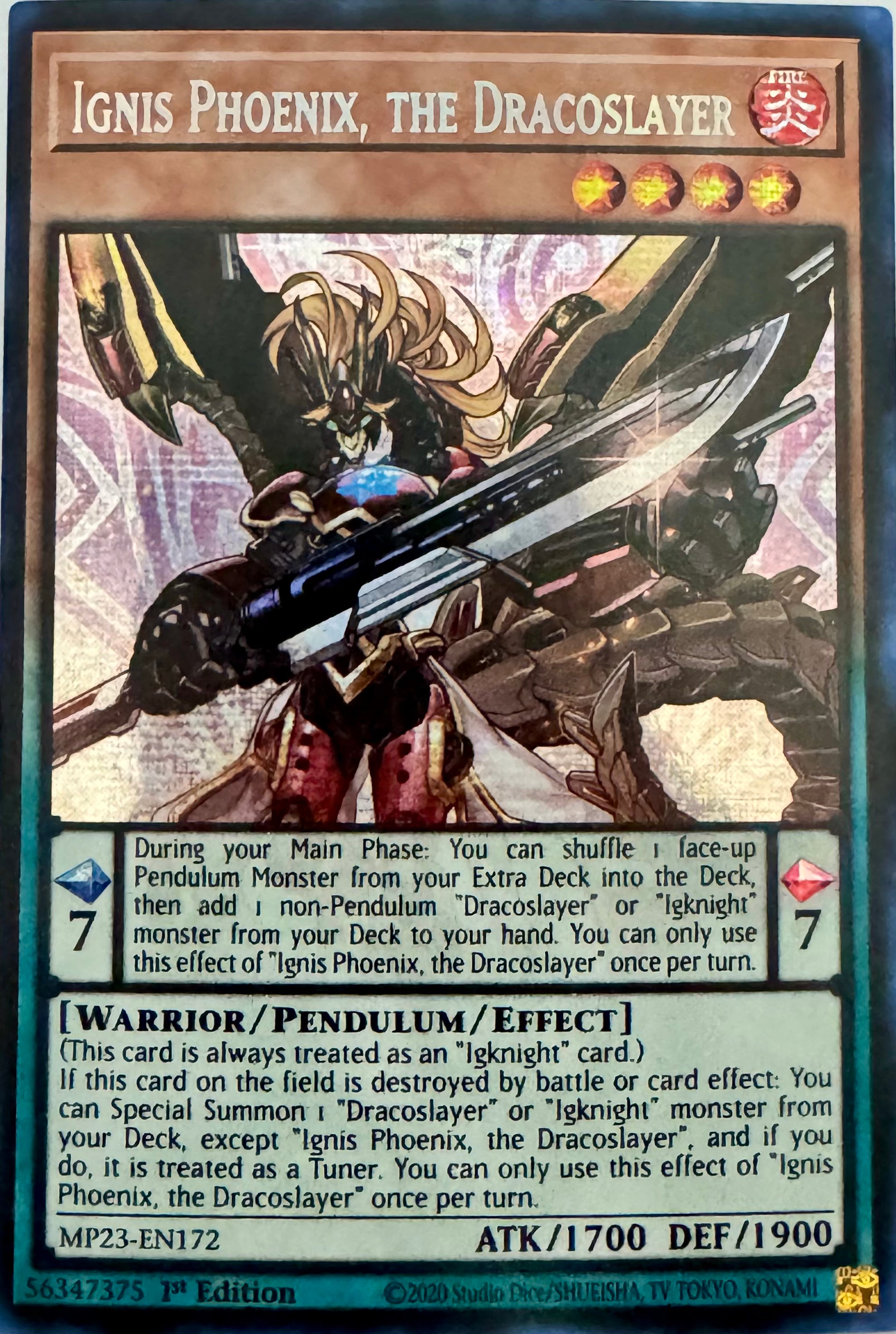Yugioh! Ignis Phoenix, The Dracoslayer Mp23-en172 Prismatic Rare 1st Edition