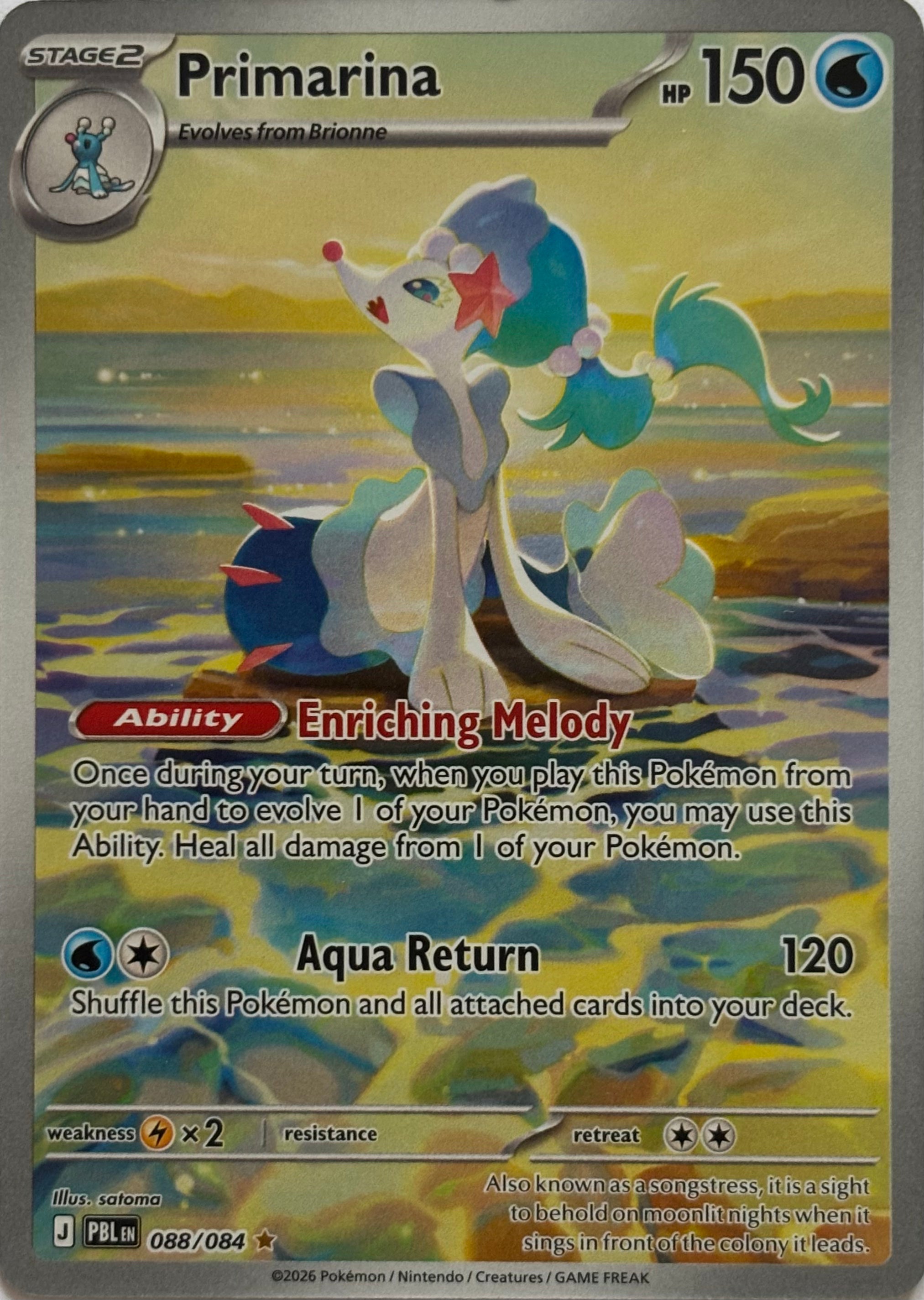 Pokemon Tcg Primarina 088/084 Illustration Rare