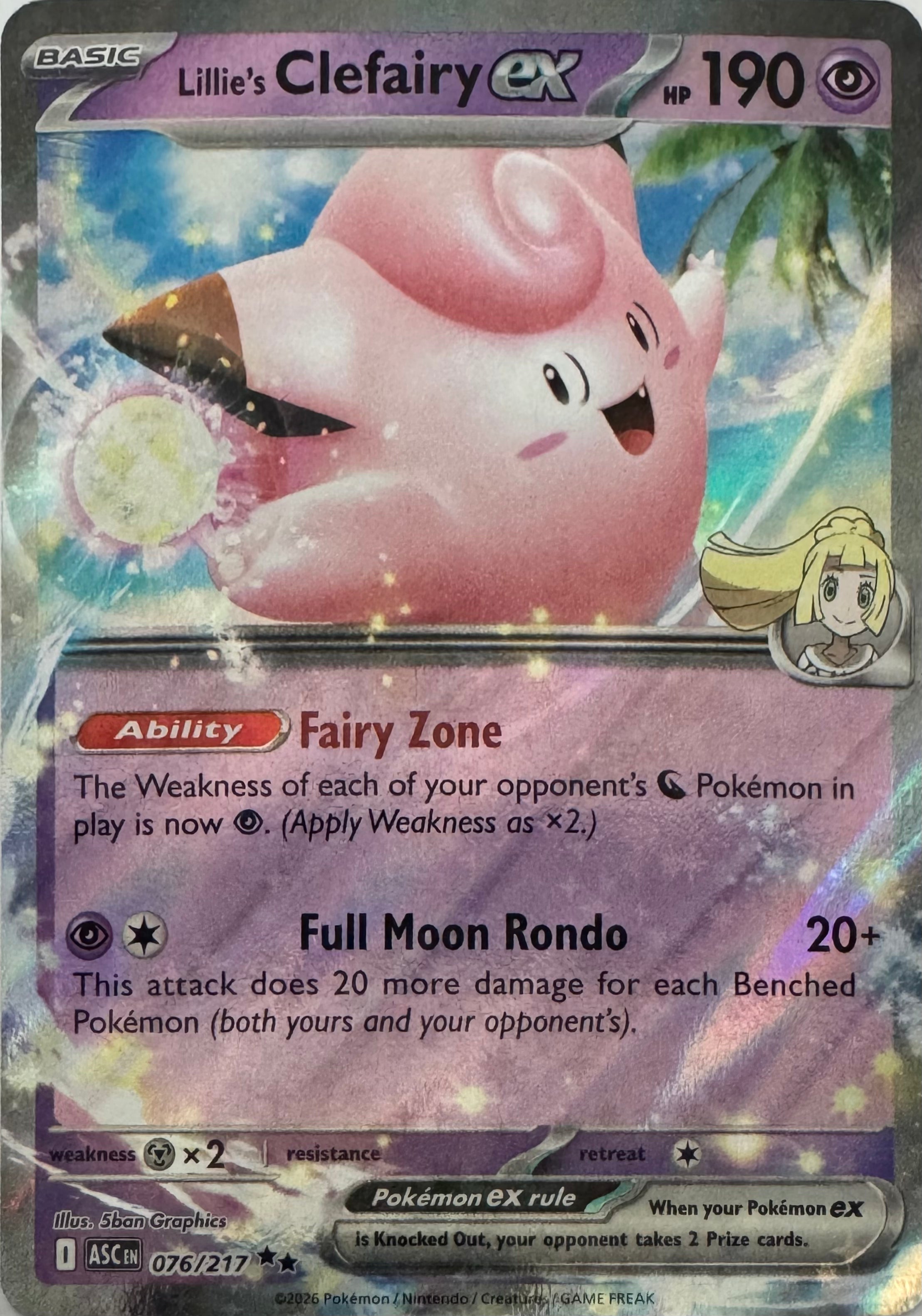 Pokemon Tcg Lillie's Clefairy Ex 076/217