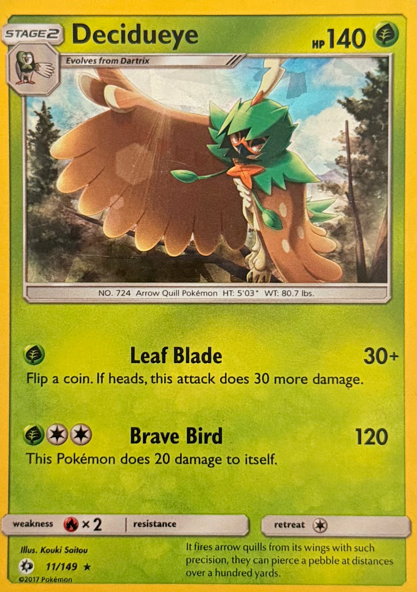 Pokemon Tcg Decidueye 11/149 Holo
