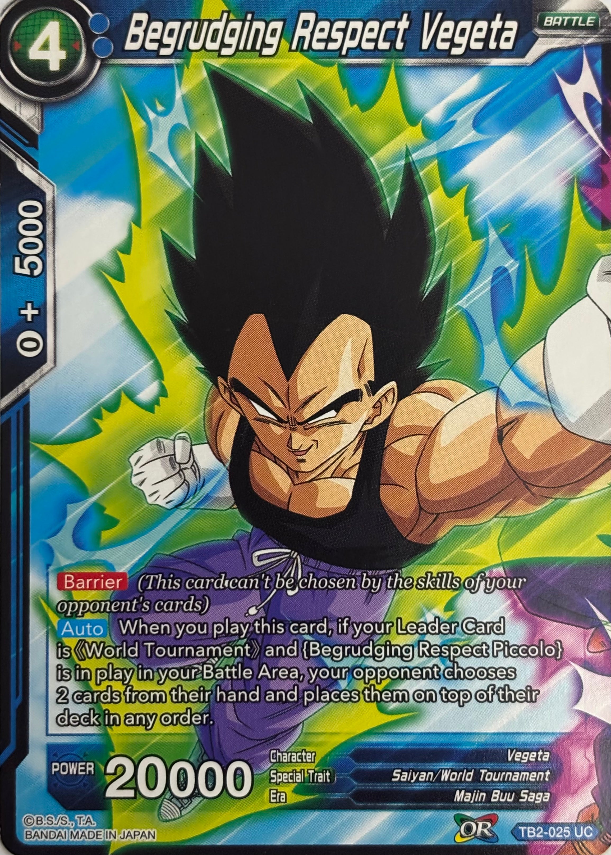 Dragon Ball Tcg Begrudging Respect Vegeta TB2-025