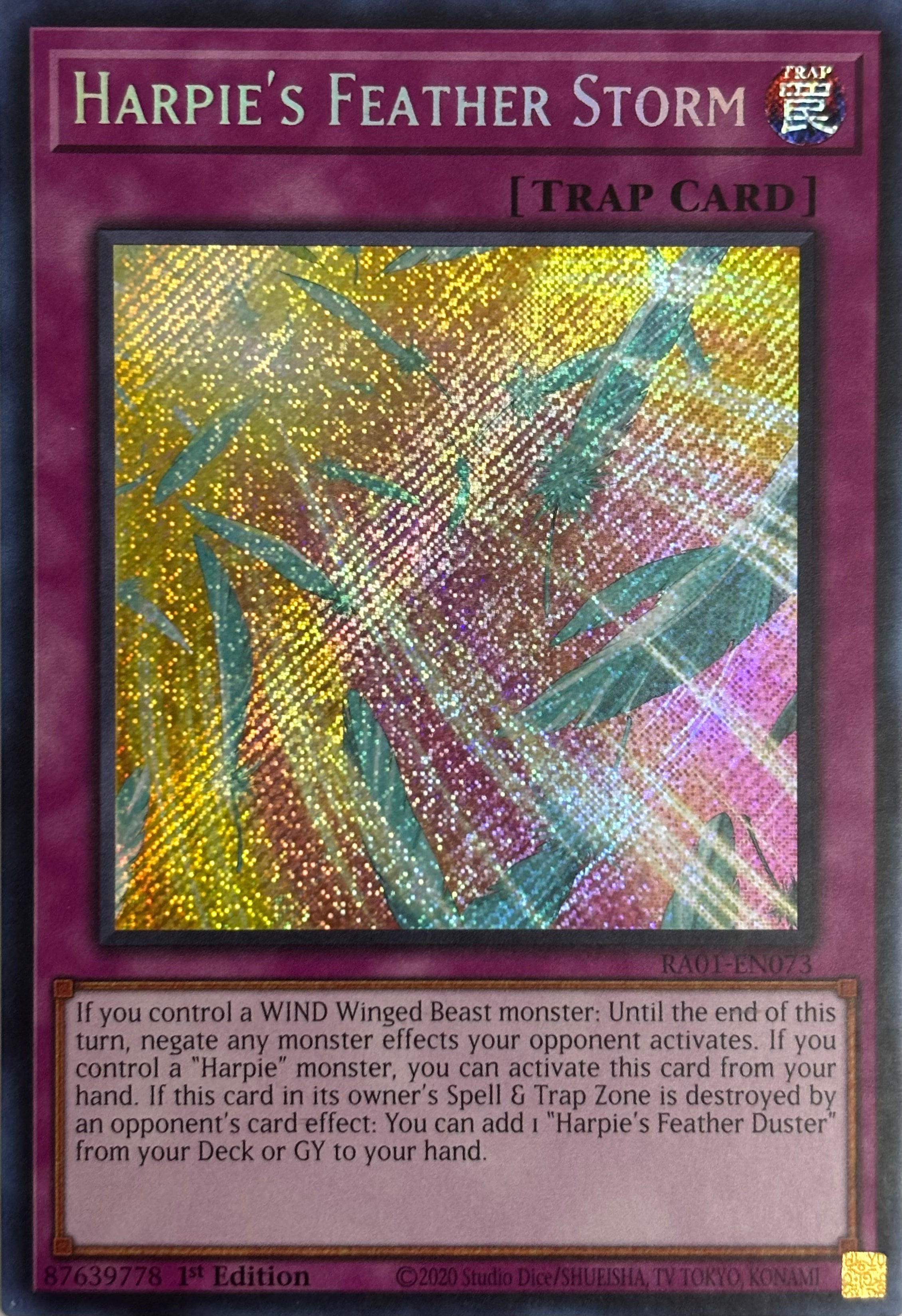 Yugioh! Harpie’s Feather Storm RA01-EN073 1st Edition Secret