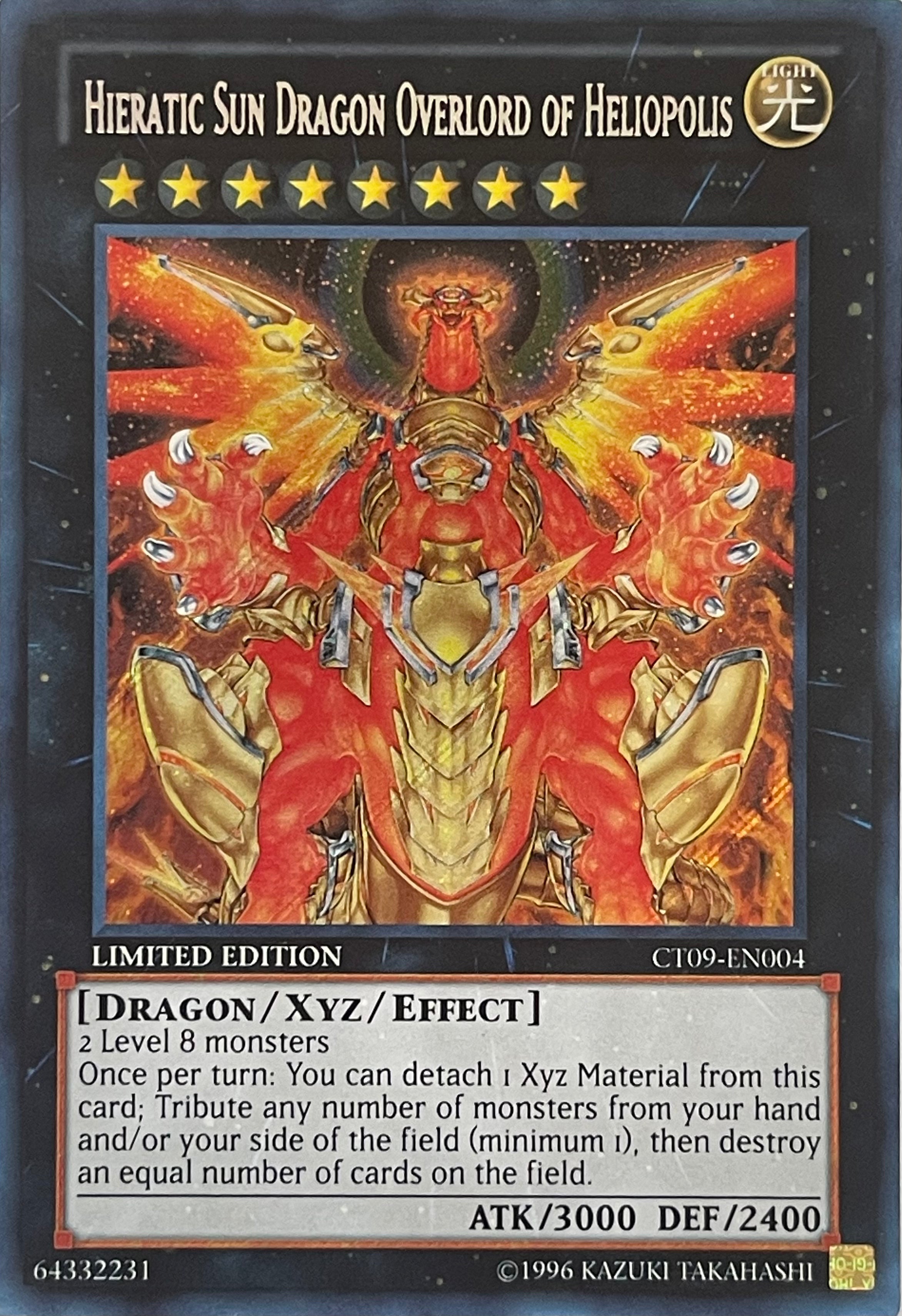Yugioh! Hieratic Sun Dragon Overlord of Heliopolis CT09-EN004 Limited Edition Secret