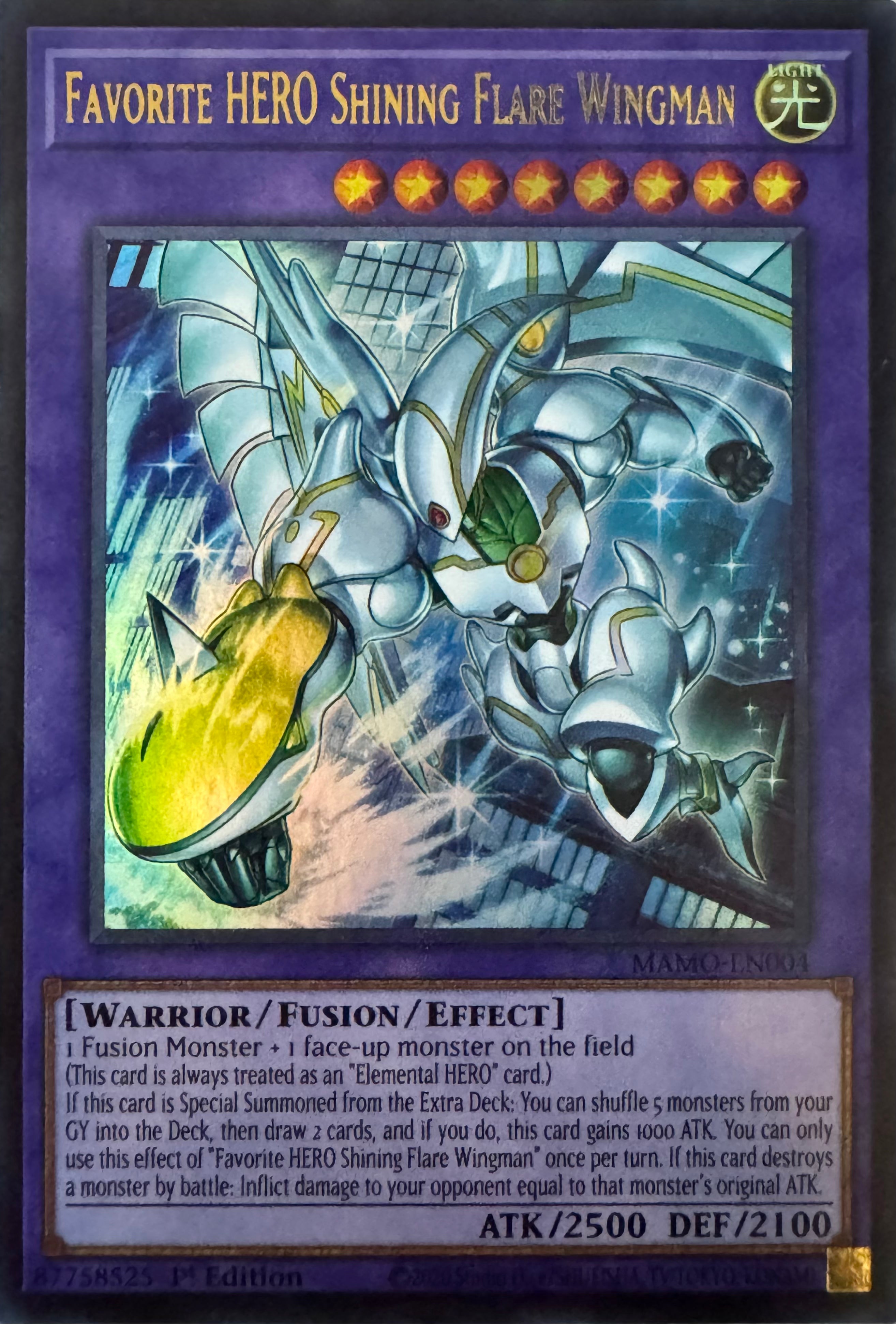 Yugioh! Favorite Hero Shining Flare Wingman Mamo-en004 1st Edition Ultra Rare