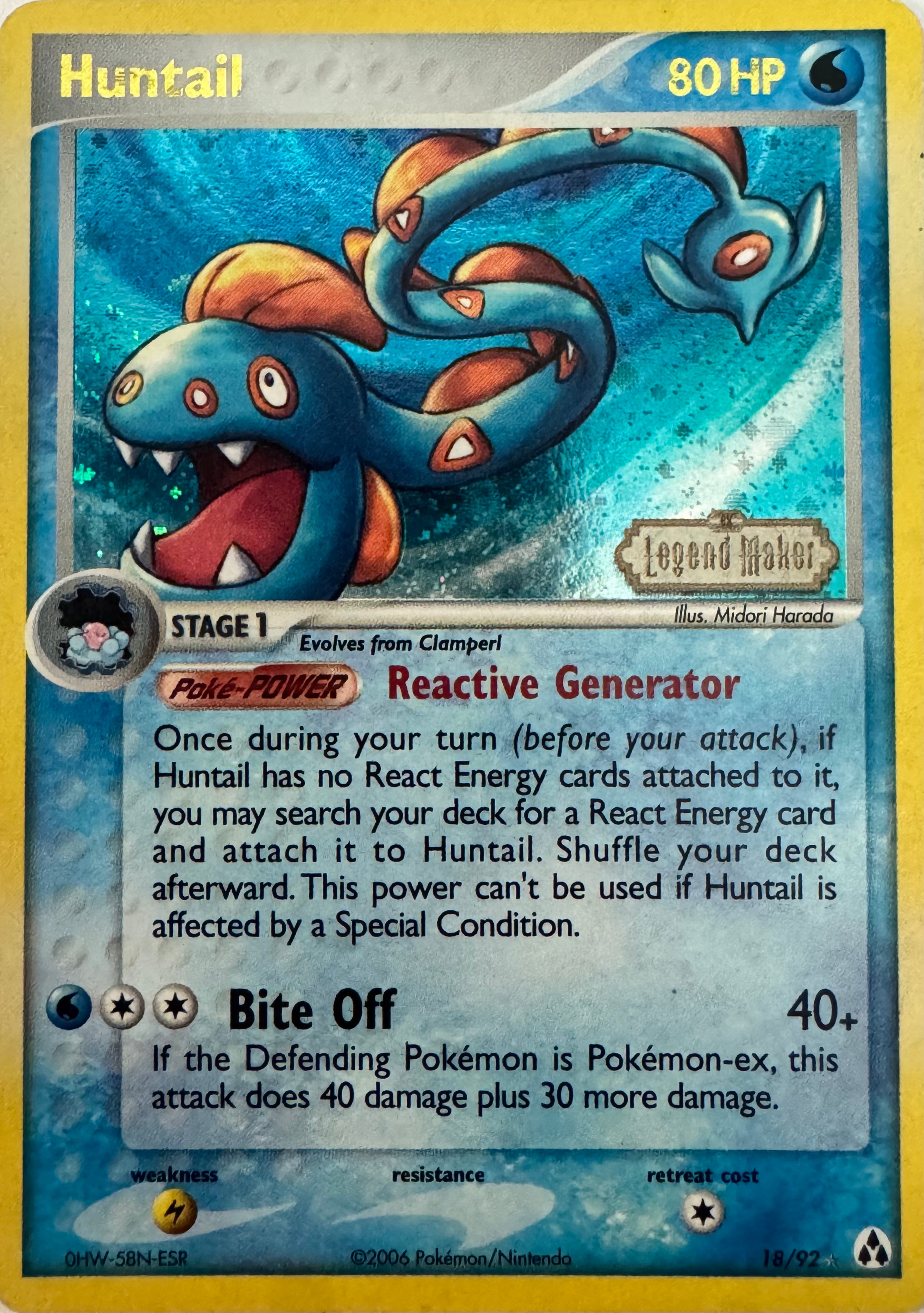 Pokemon Tcg Huntail 18/92 Holo (Legend Maker)