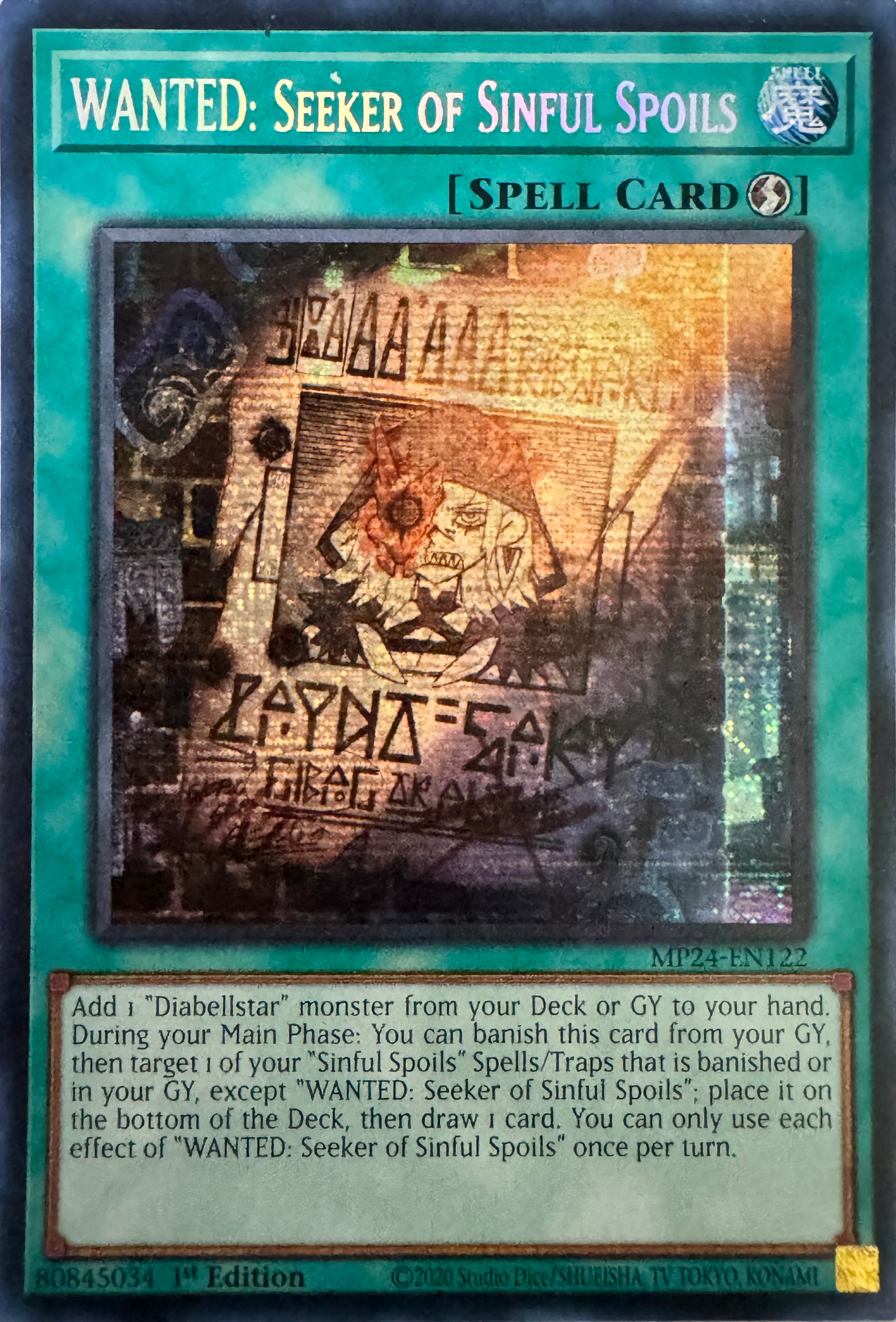 Yugioh! Wanted: Seeker Of Sinful Spoils Mp24-en122 1st Edition Prismatic