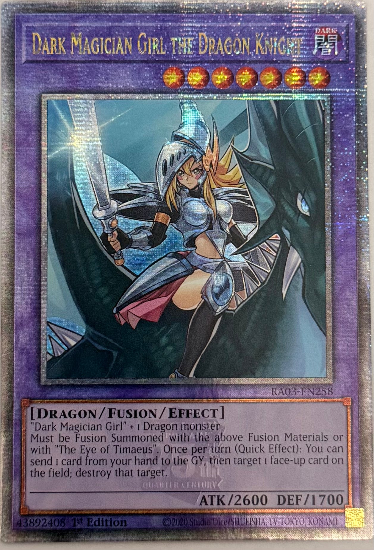 Yugioh! Dark Magician Girl The Dragon Knight Ra03-En258 Quarter century