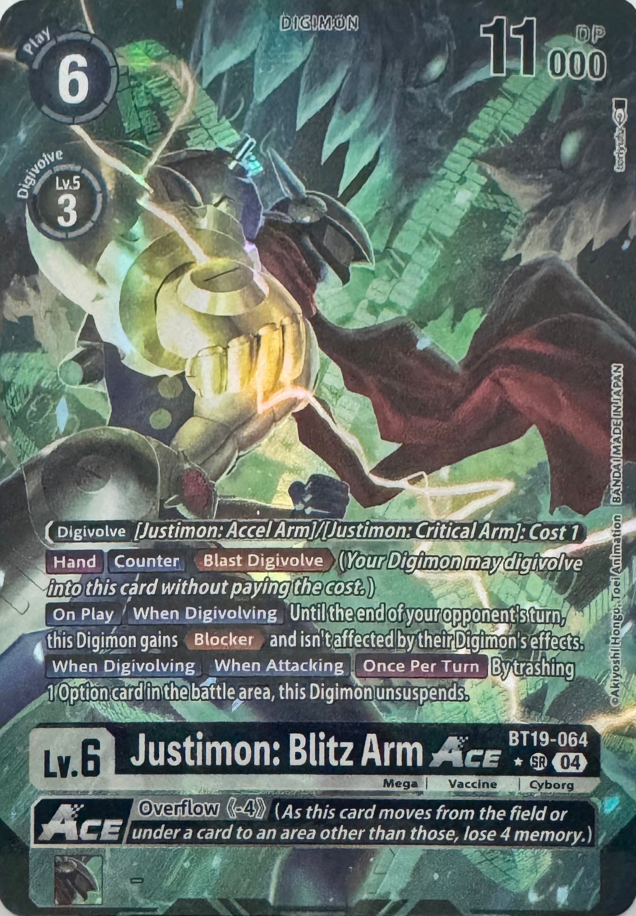 Digimon Tcg Justimon: Blitz Arm Ace Bt19-064 Foil