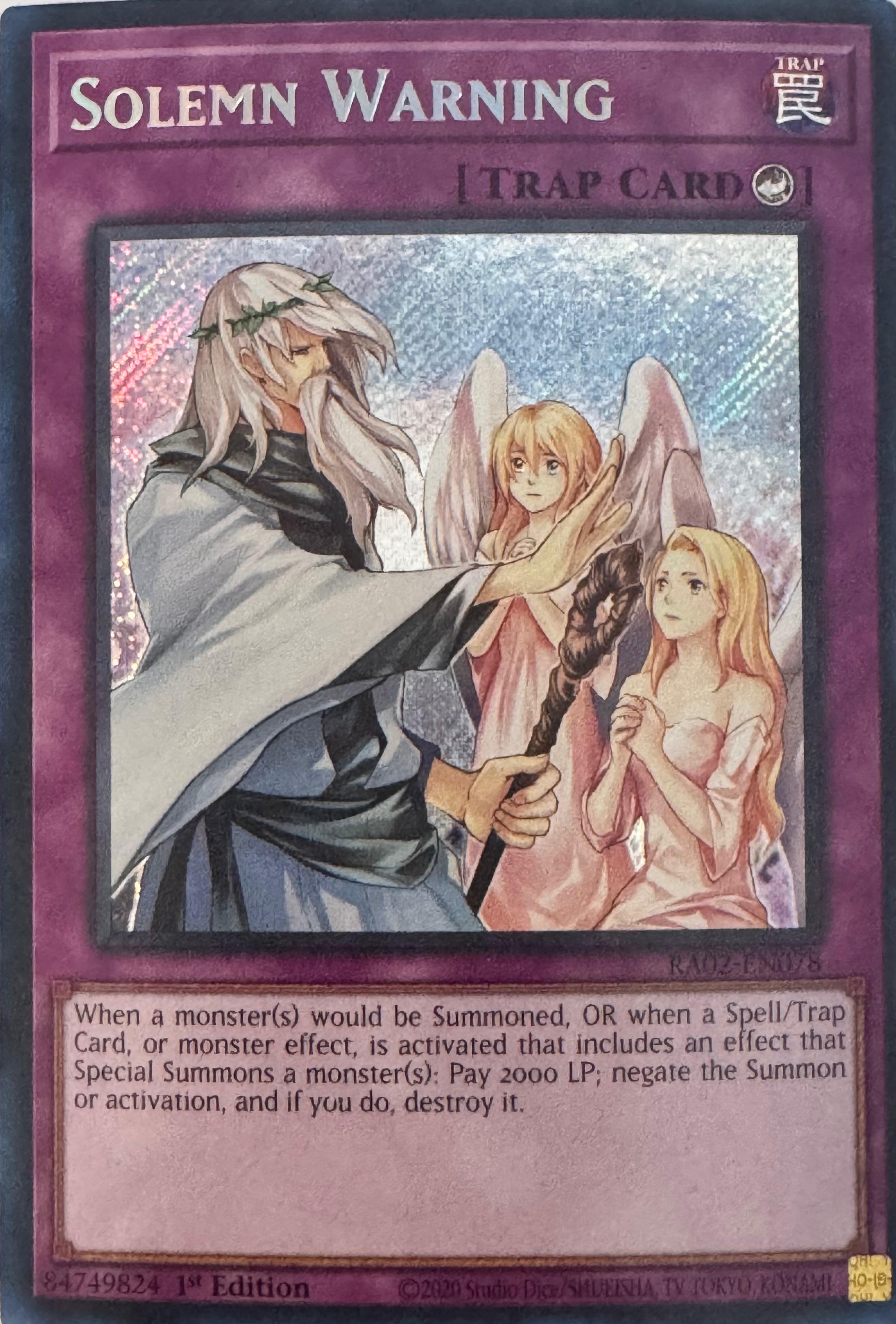 Yugioh! Solemn Warning RA02-EN078 1st Edition secret