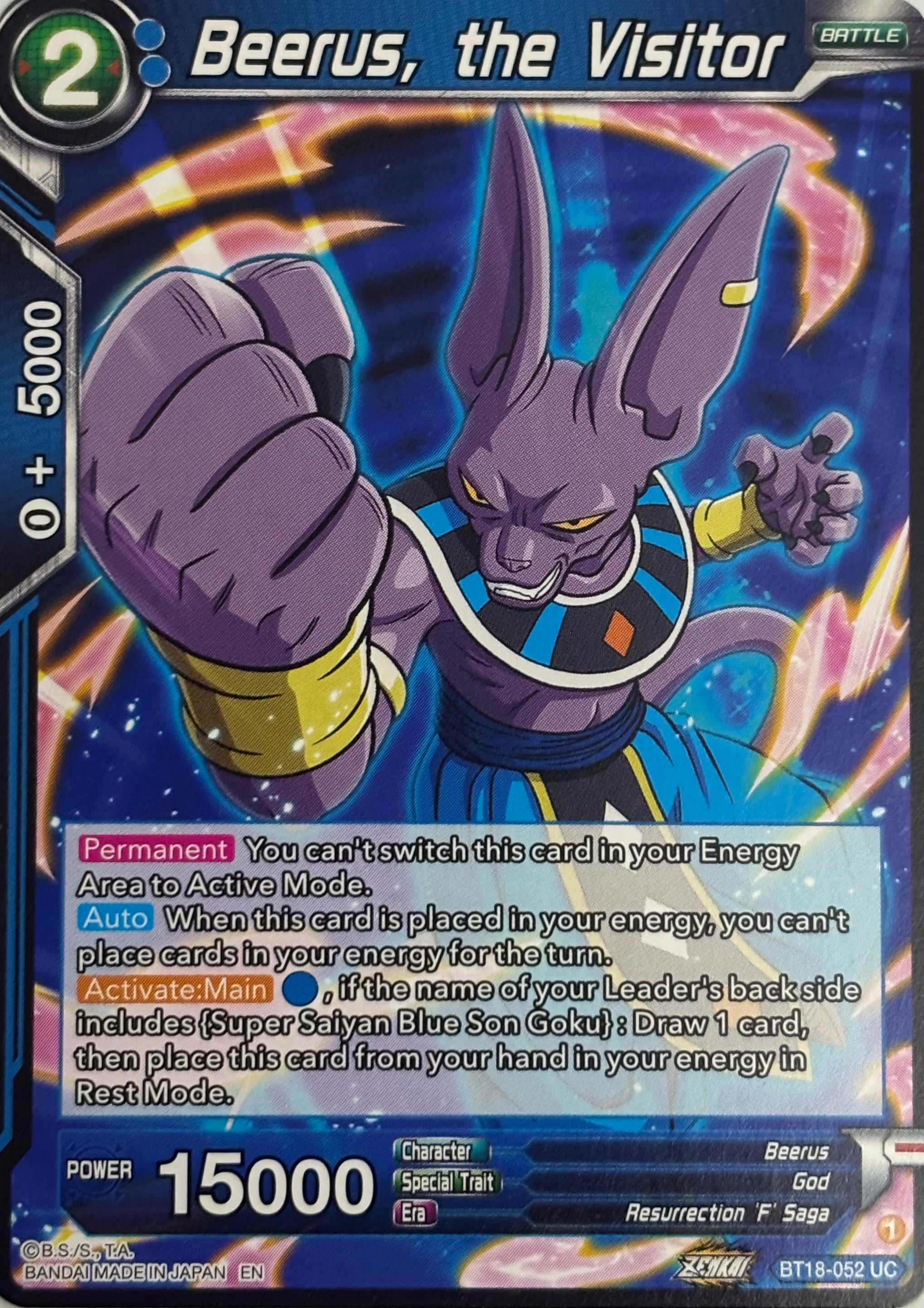 Dragon Ball Tcg Beerus, the Visitor BT18-052