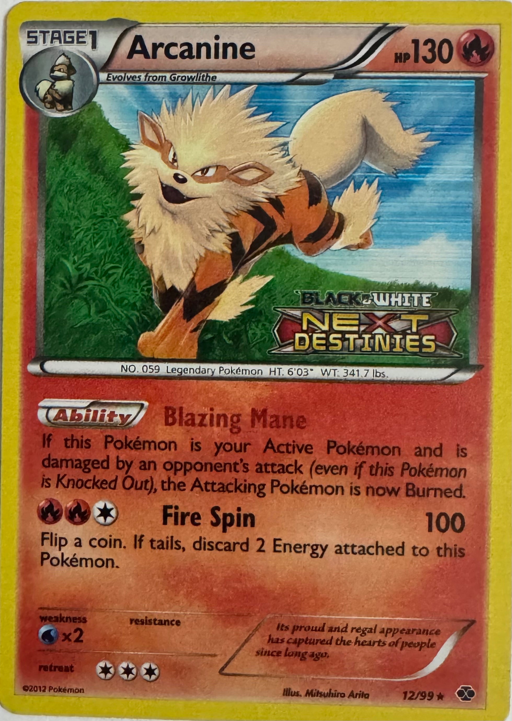 Pokemon Tcg Arcanine 12/99 Holo Next Destinies Stamped