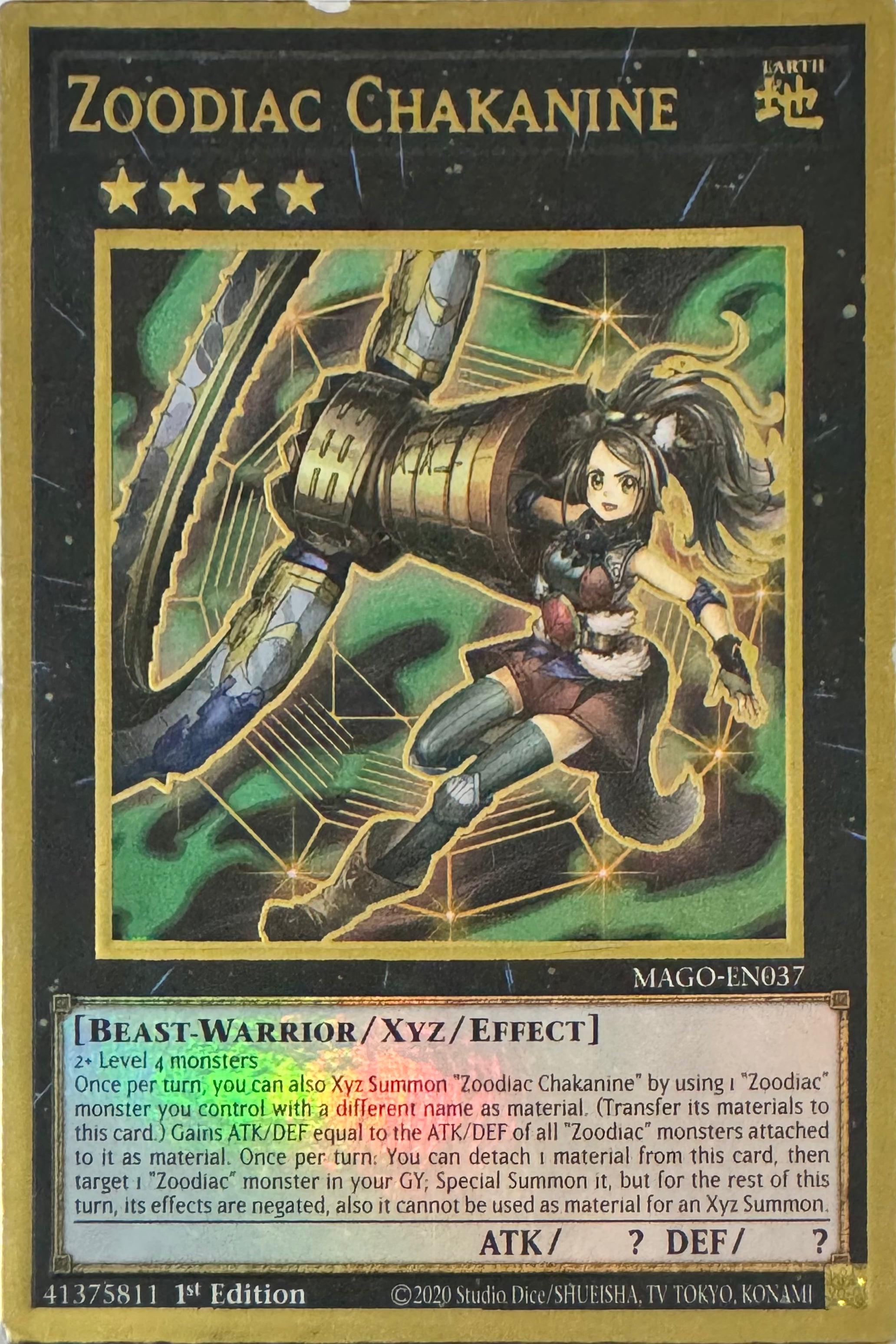 Yugioh! Zoodiac Chakanine Mago-en037 1st Edition Gold Rare