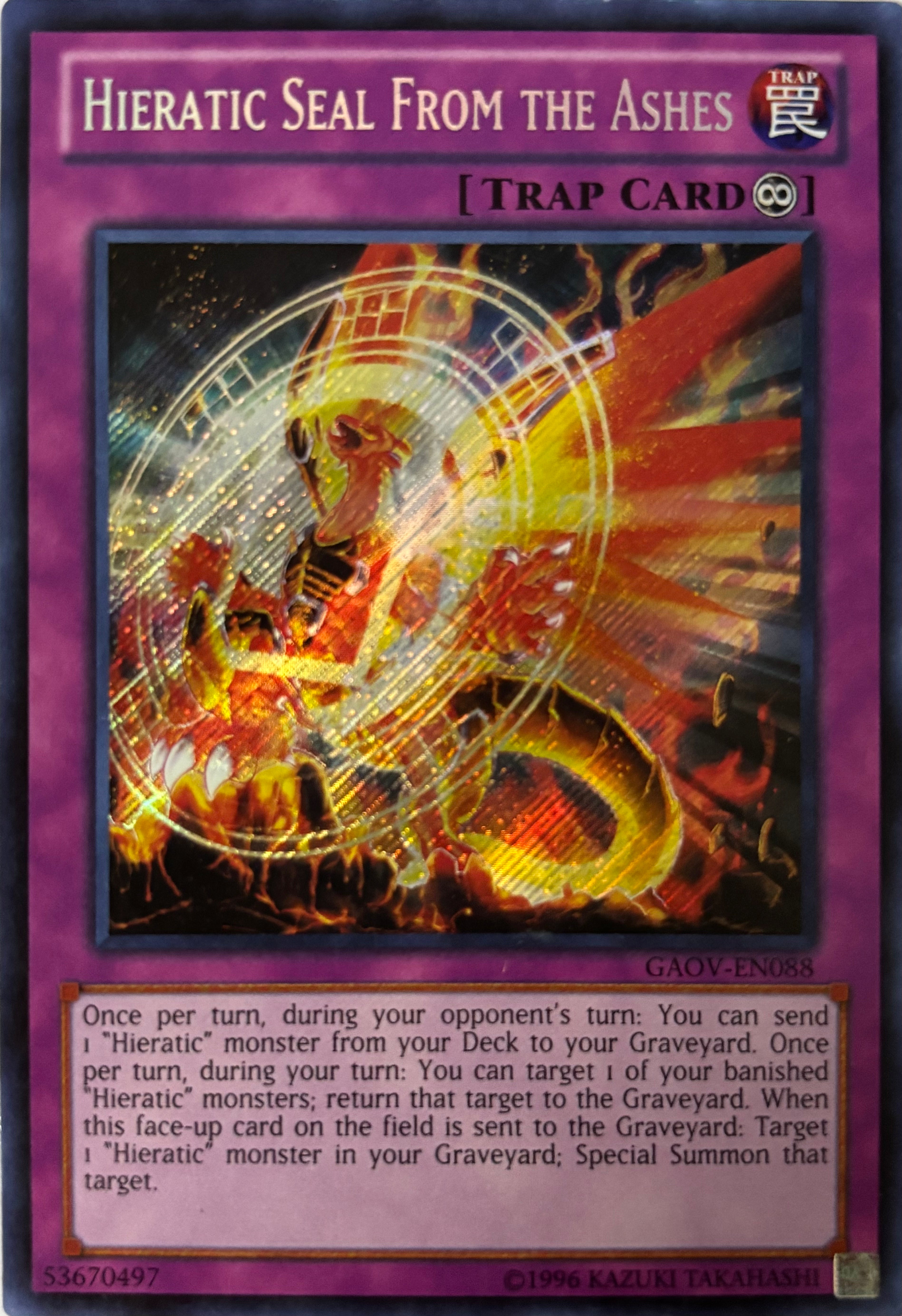 Yugioh! Hieratic Seal From The Ashes Gaov-en088 Secret