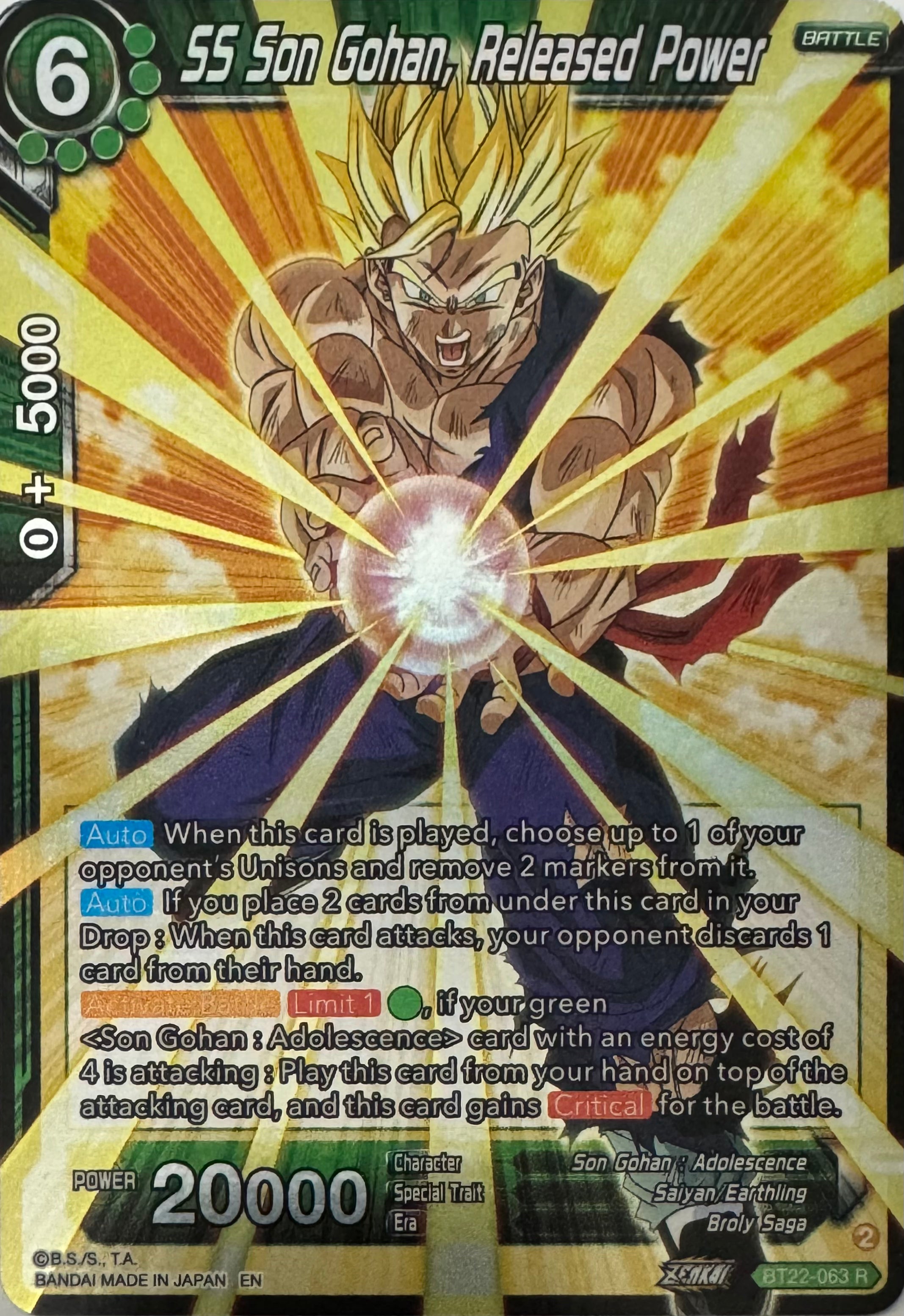 Dragon Ball Tcg Ss Son Gohan, Released Power Bt22-063 Foil