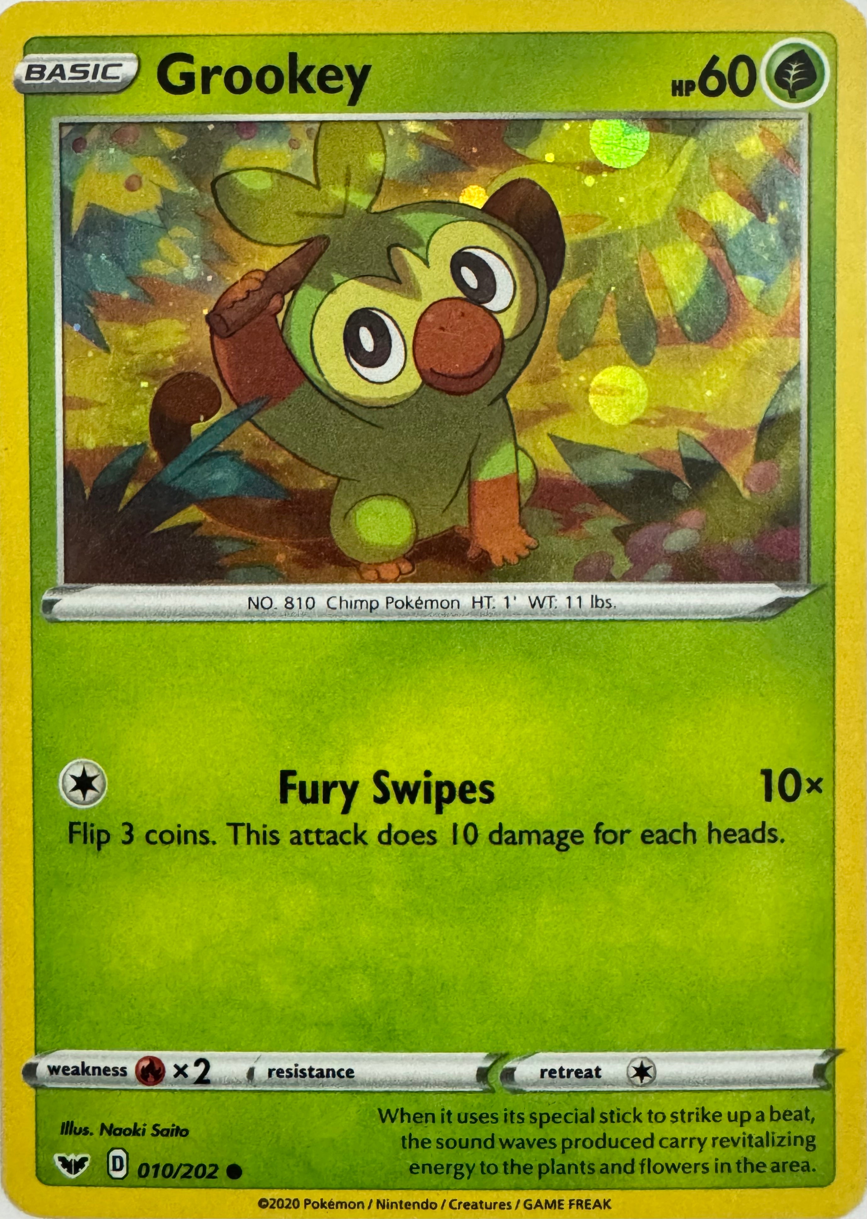 Pokemon Tcg Grookey 010/202 Holo