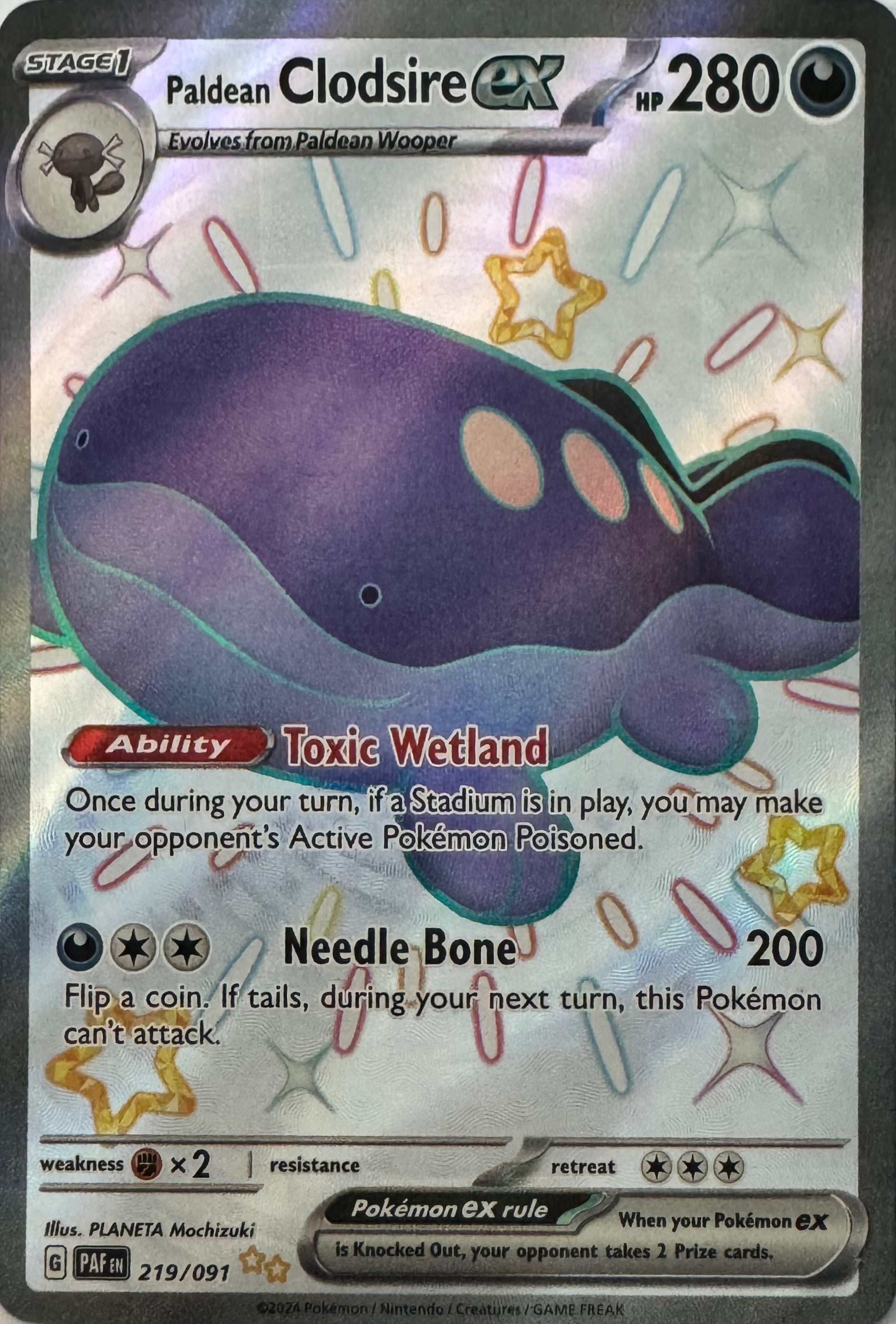Pokemon Tcg Paldean Clodsire Ex 219/091