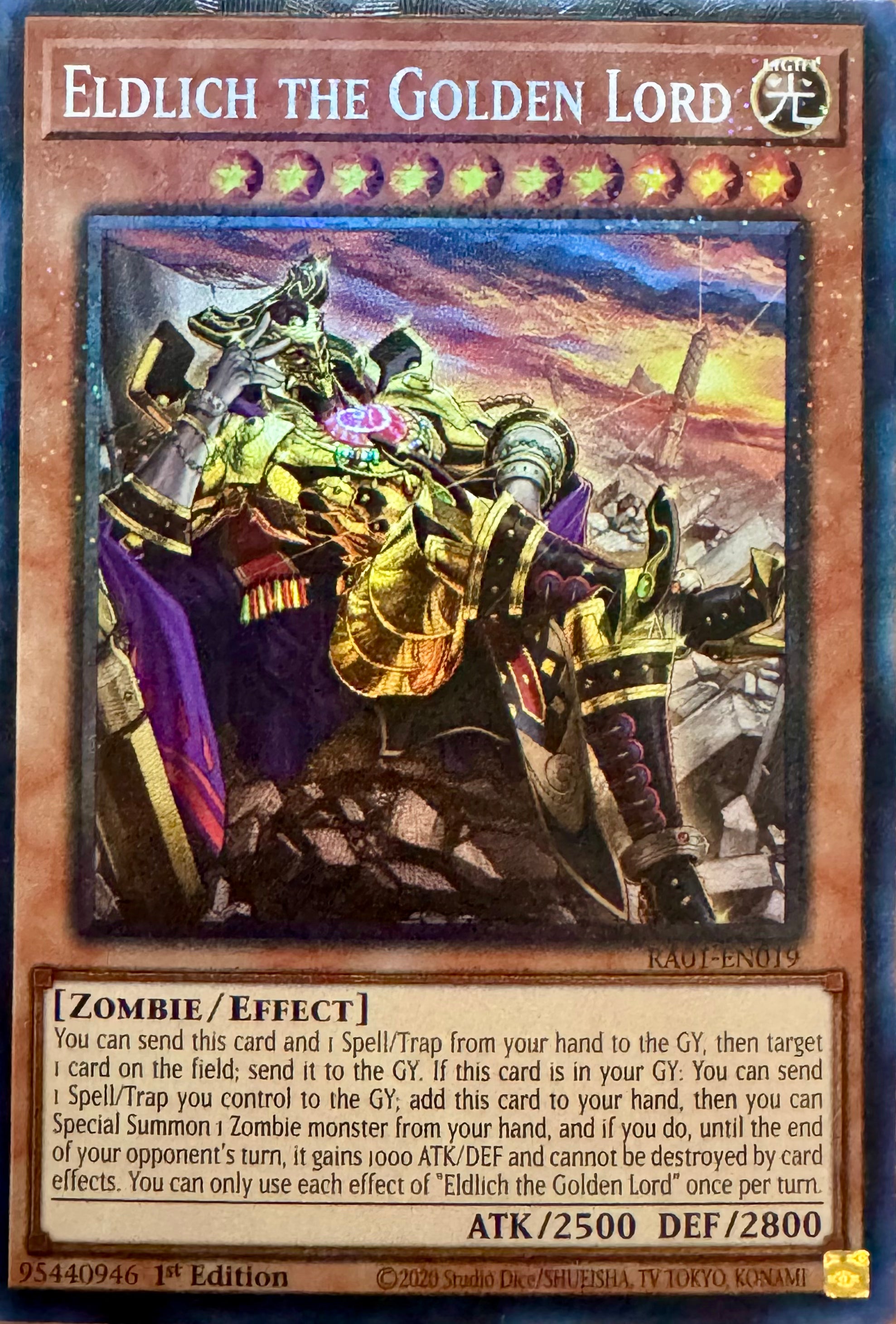 Yugioh! Eldlich The Golden Lord Ra01-en019 Collector Rare 1st Edition