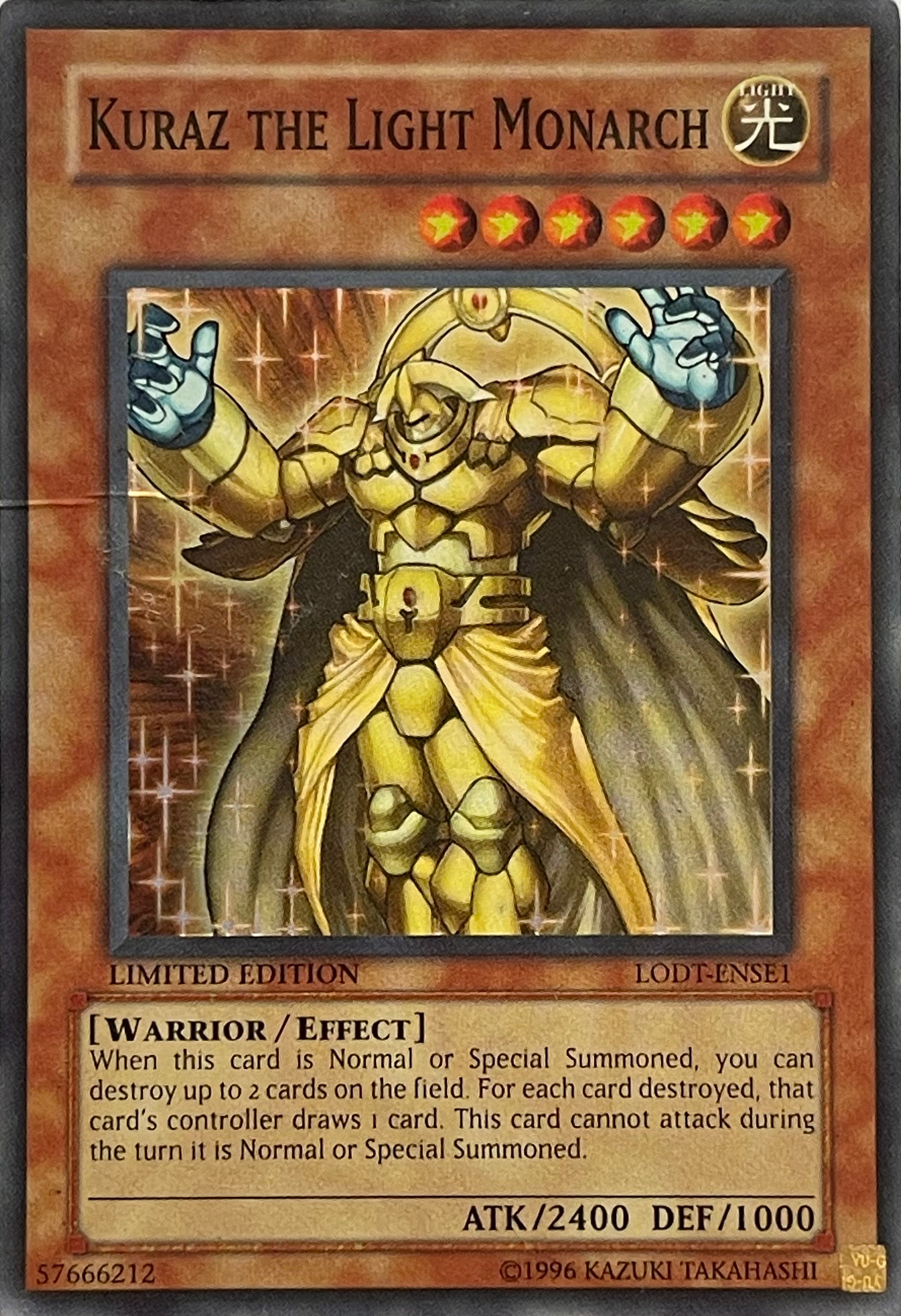 Yugioh! Kuraz the Light Monarch LODT-ENSE1 Limited Edition Super DMG