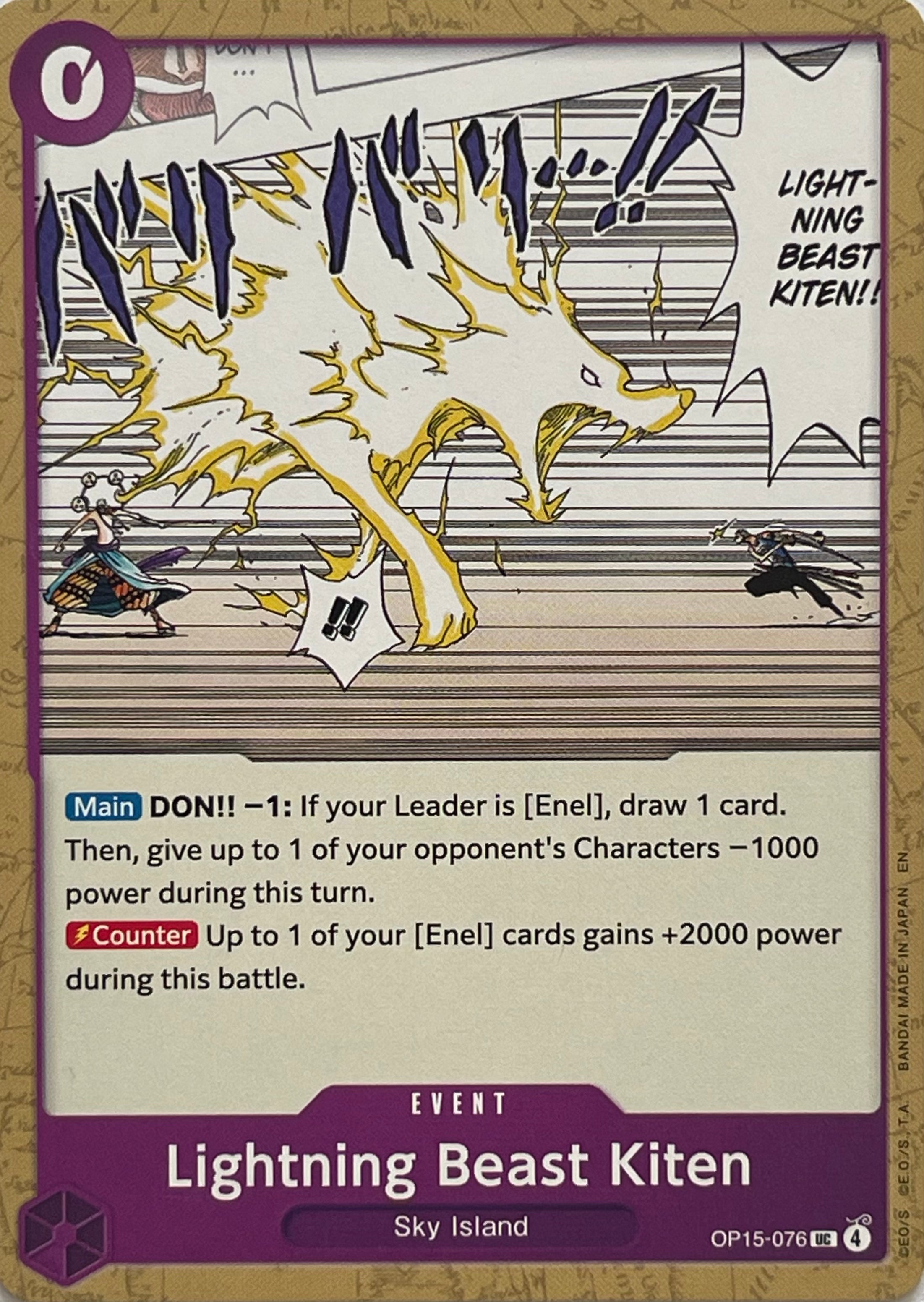 One Piece Tcg Lightning Beast Kiten OP15-076
