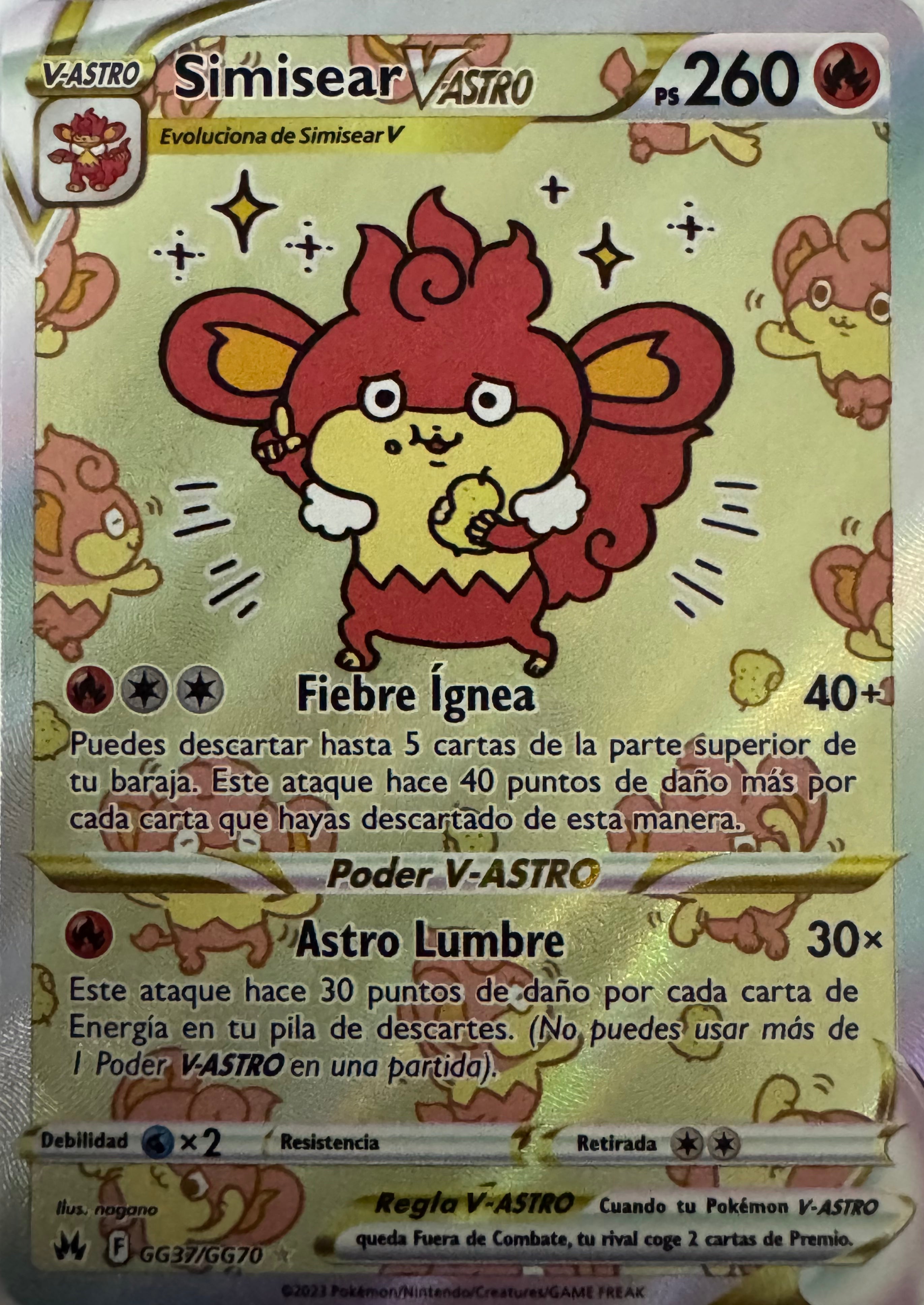 Pokemon Tcg Simisear Vastro Gg37/gg70 (Español)