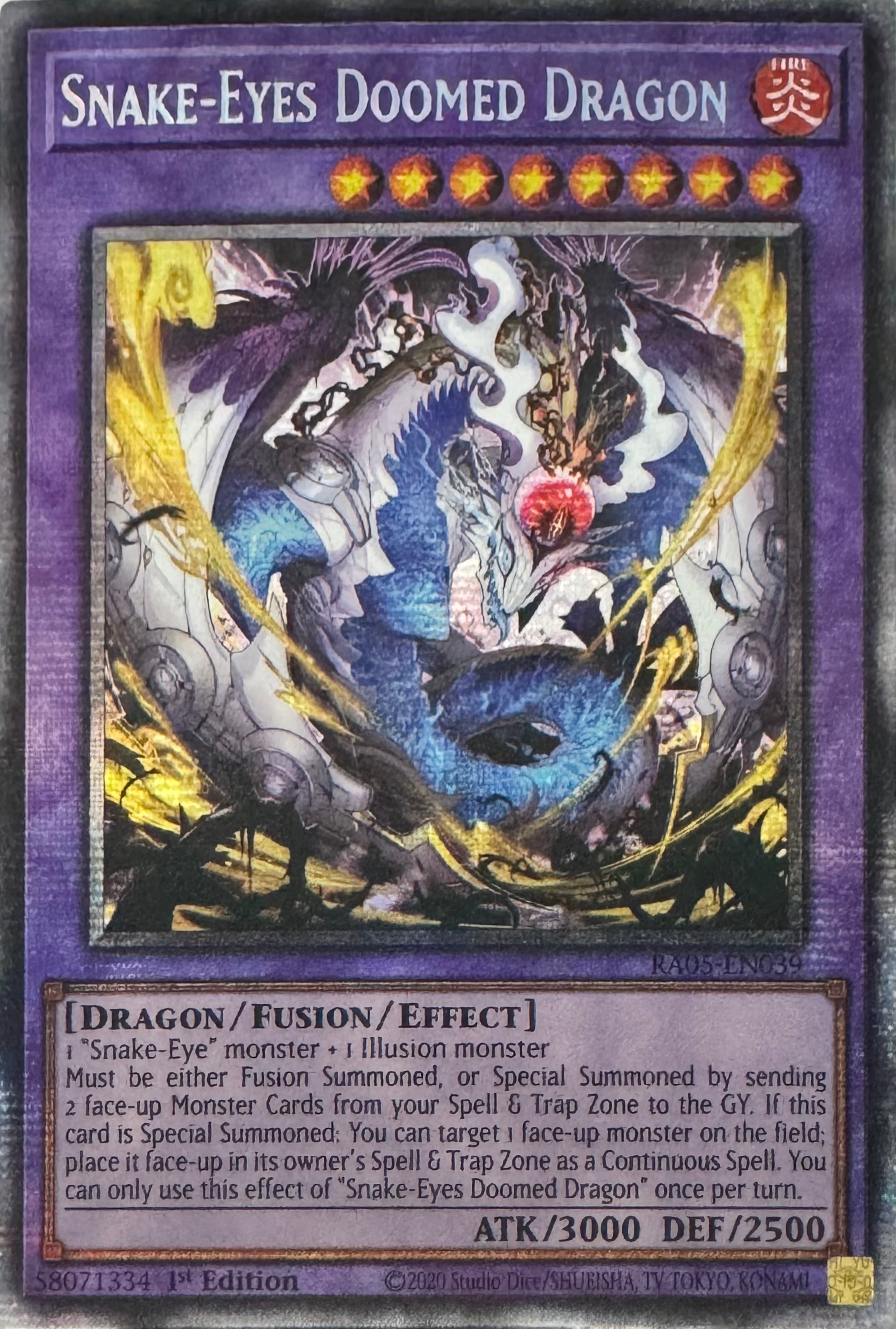 Yugioh! Sneke-Eyes Doomed Dragon Ra05-en039 1st Edition Starlight