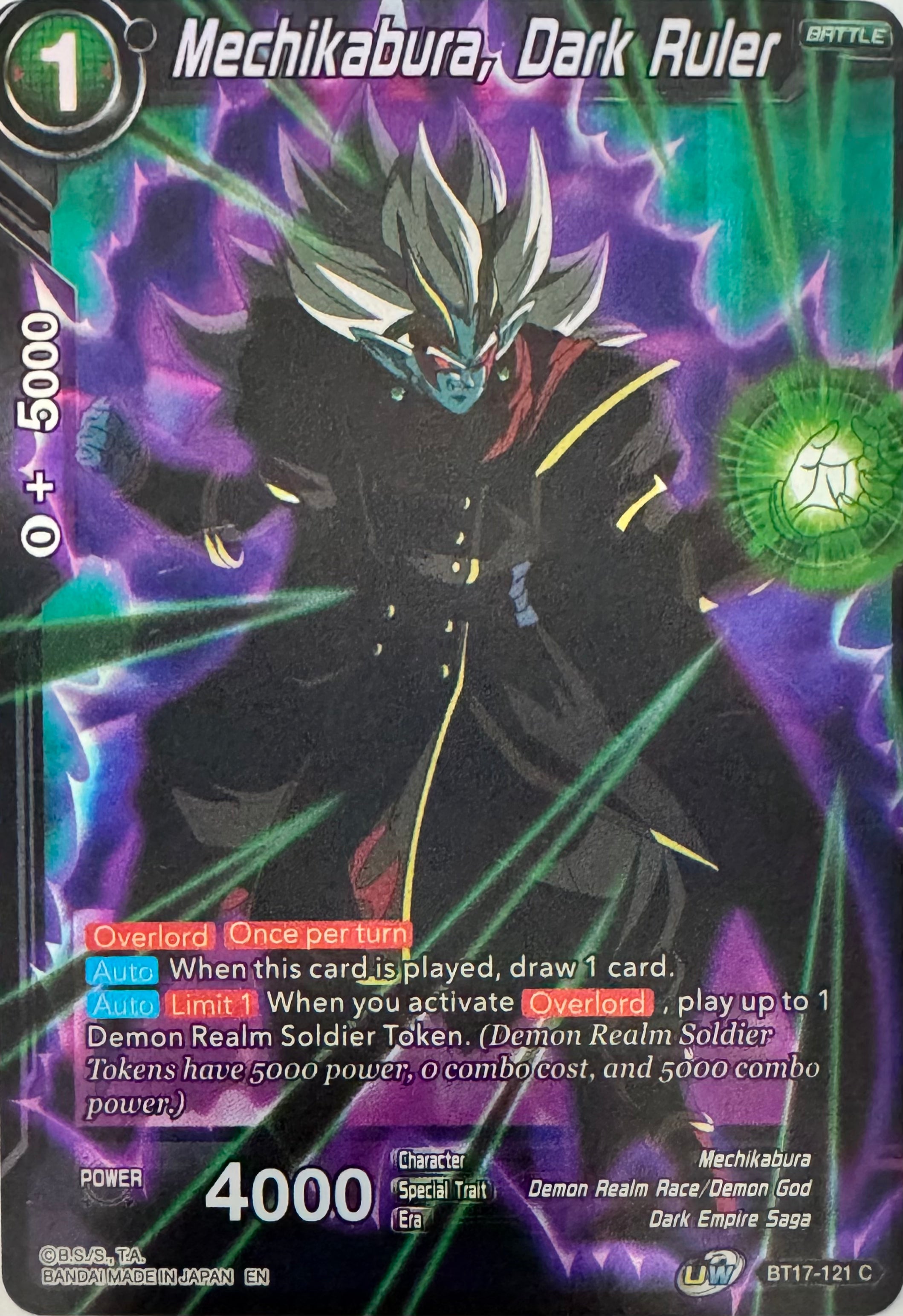 Dragon Ball Tcg Mechikabura, Dark Ruler Bt17-121 Foil
