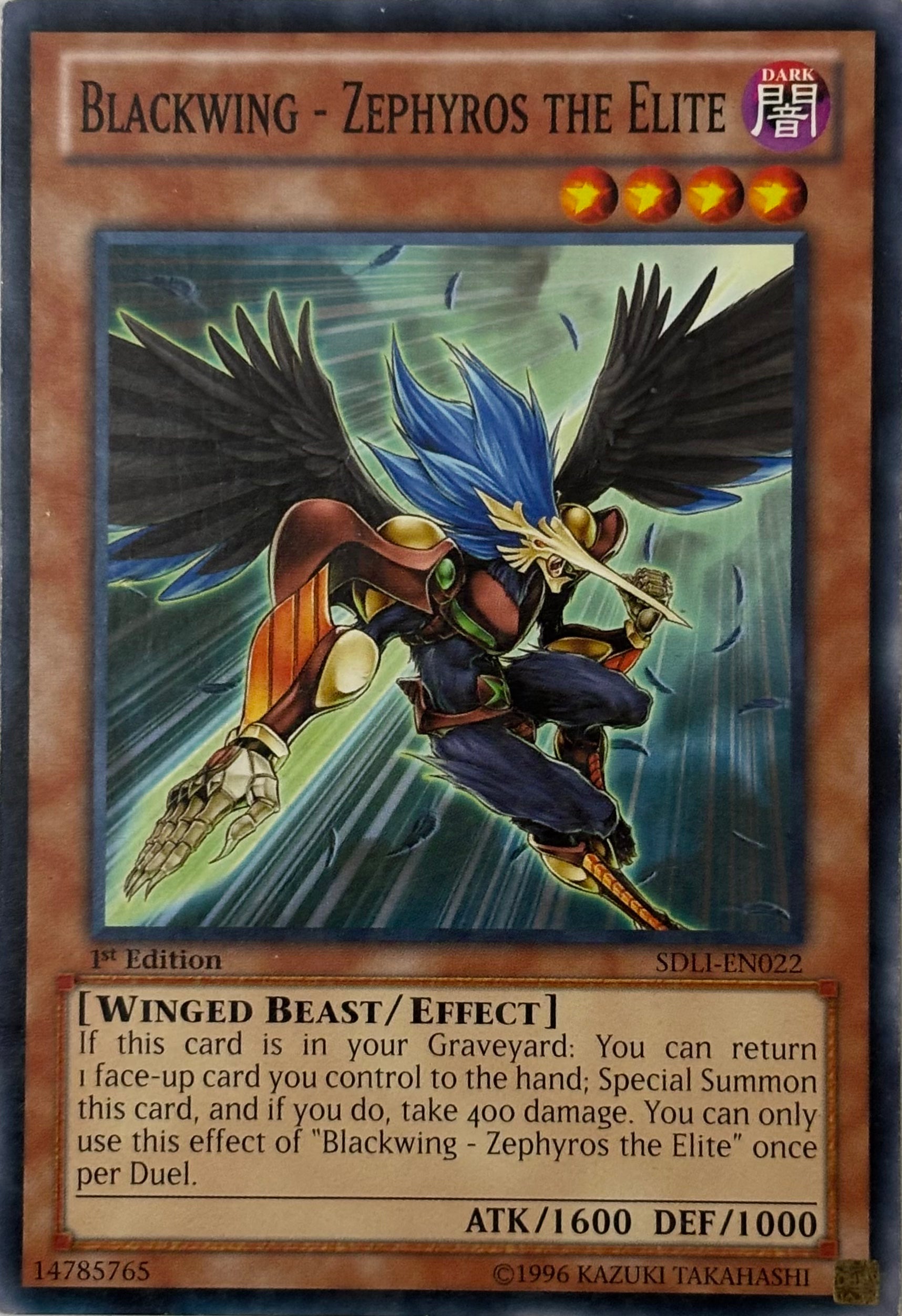 Yugioh! Blackwing- Zephyros The Elite Sdli-en022 1st edition