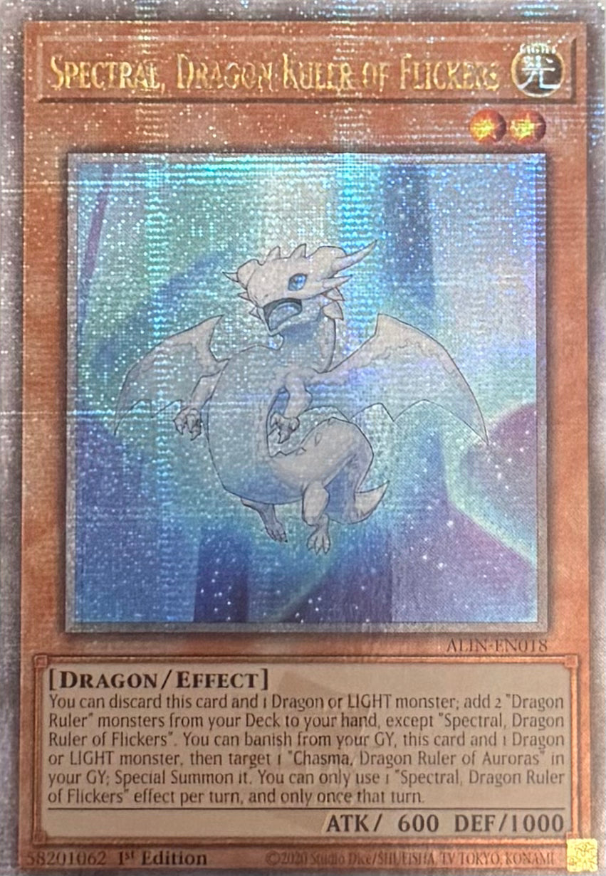 Yugioh! Spectral Dragon Ruler Of Flickers ALIN-EN018 Quarter Century