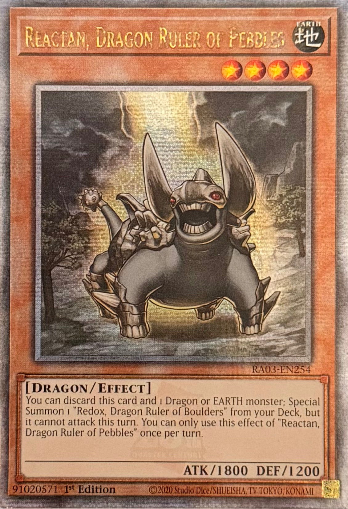 Yugioh! Reactan, Dragon Ruler Of Pebbles RA03-EN254 Quarter Century