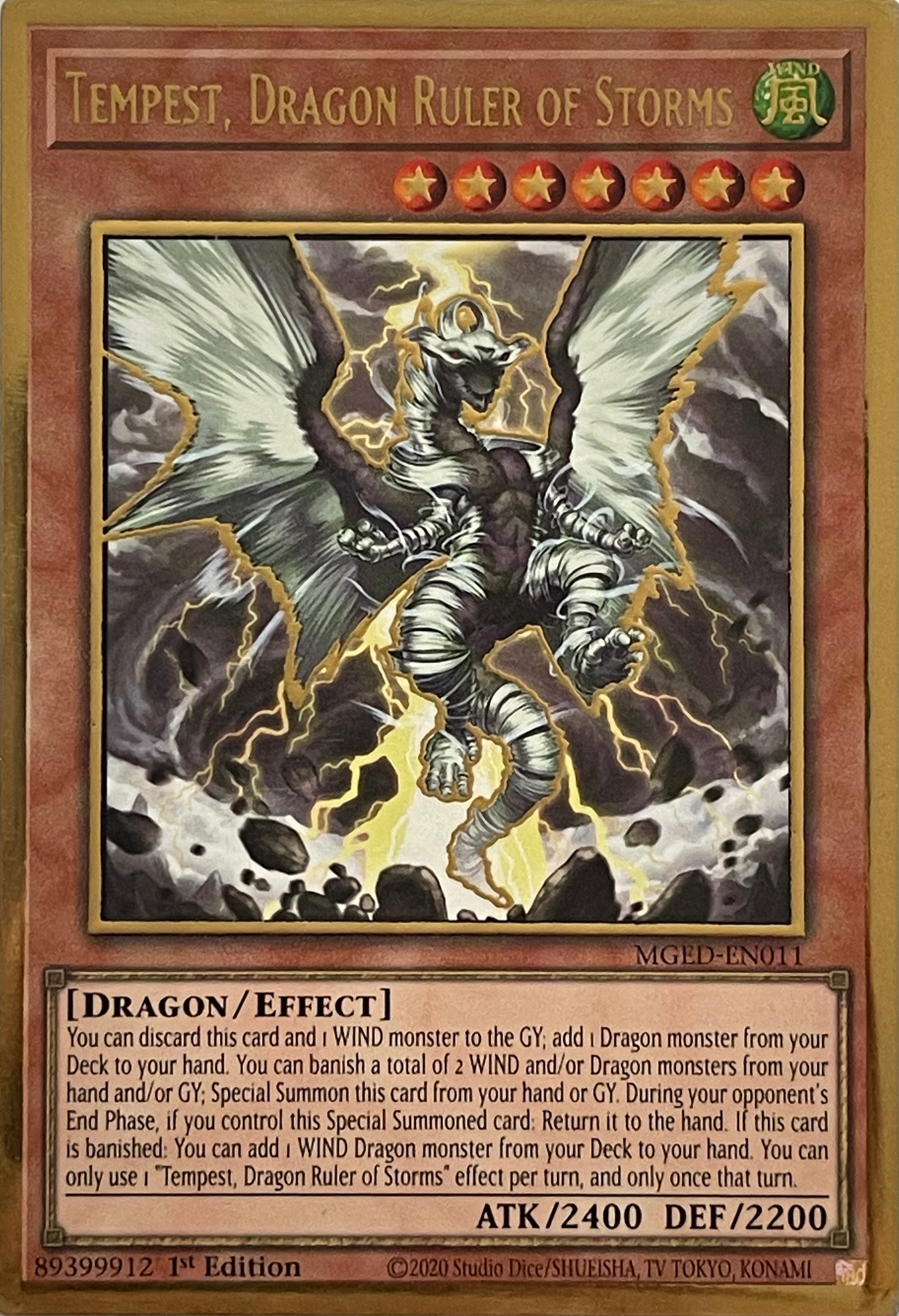 Yugioh! Tempest, Dragon Ruler of Storms MGED-EN011 1st Edition Gold
