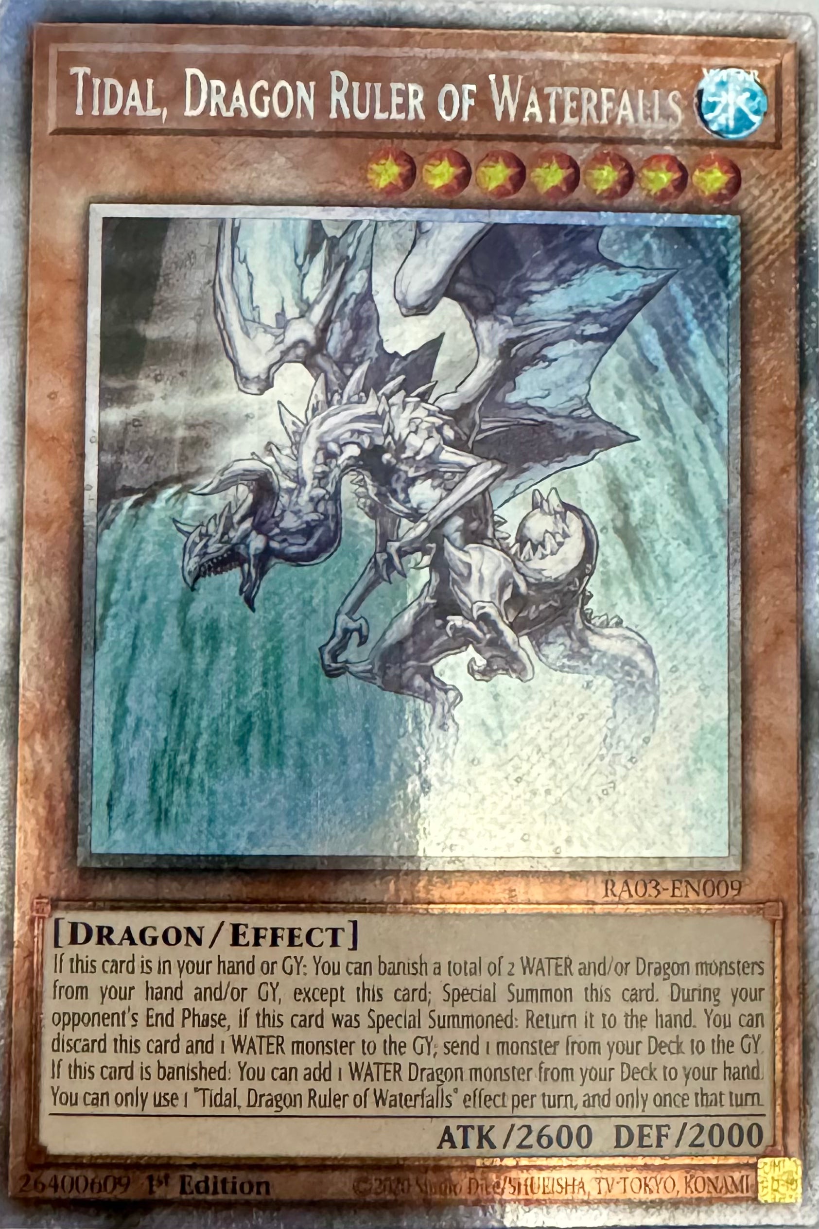 Yugioh! Tidal, Dragon Ruler Of Waterfalls Ra03-en009 1st Edition Platinum