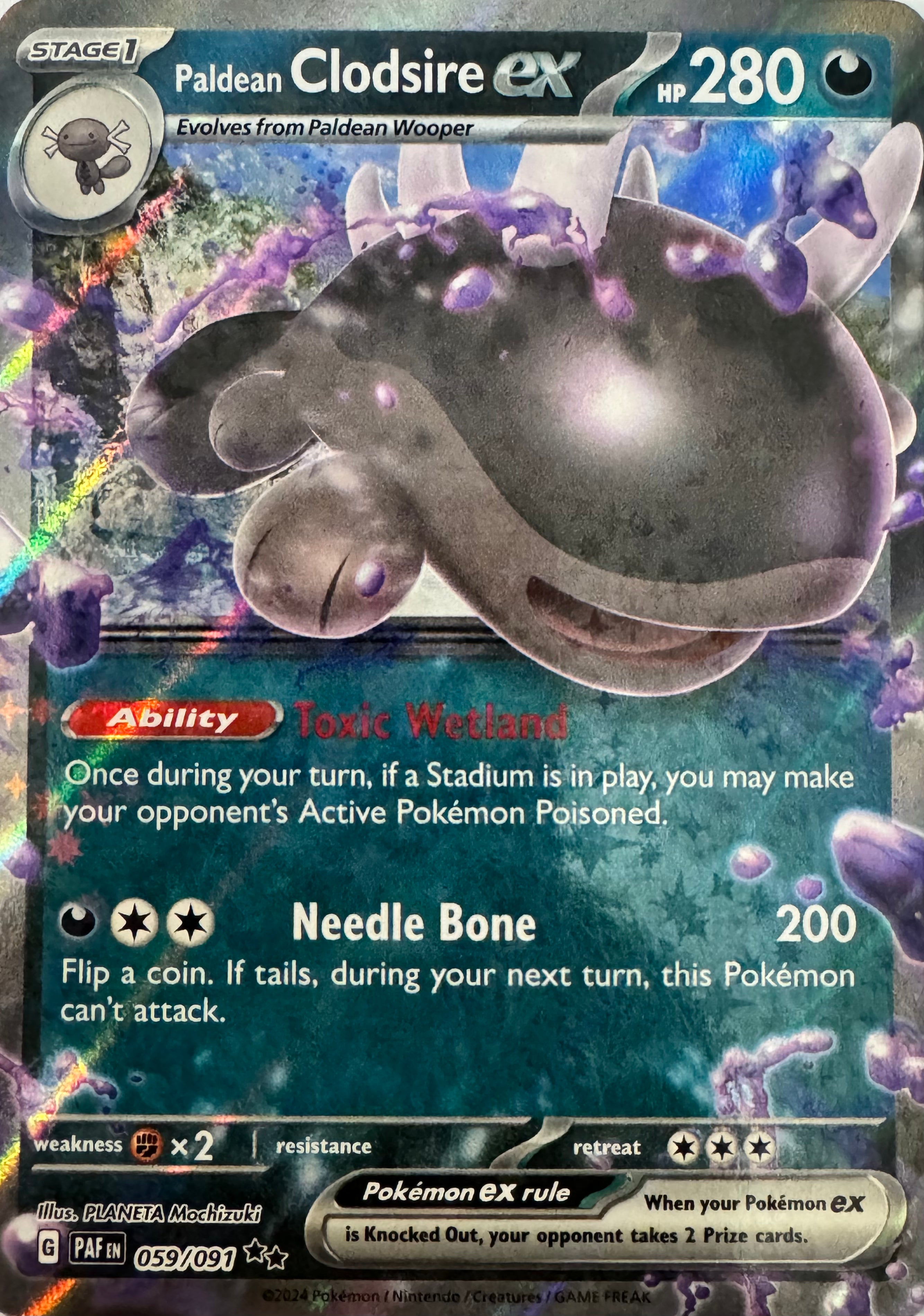 Pokemon Tcg Paldean Clodsire Ex 059/091