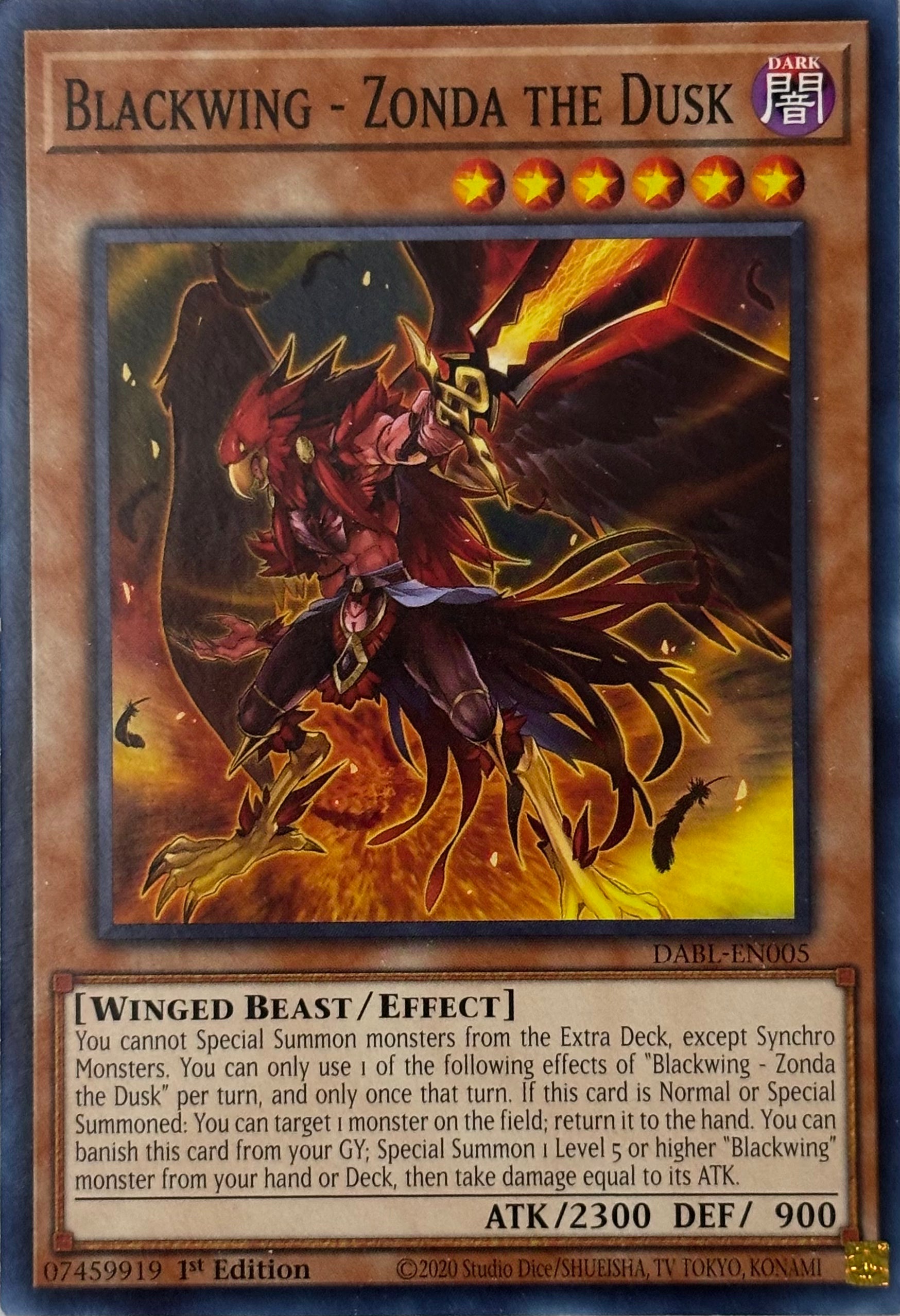 Yugioh! Blackwing - Zonda The Dusk Dabl-en005 1st edition