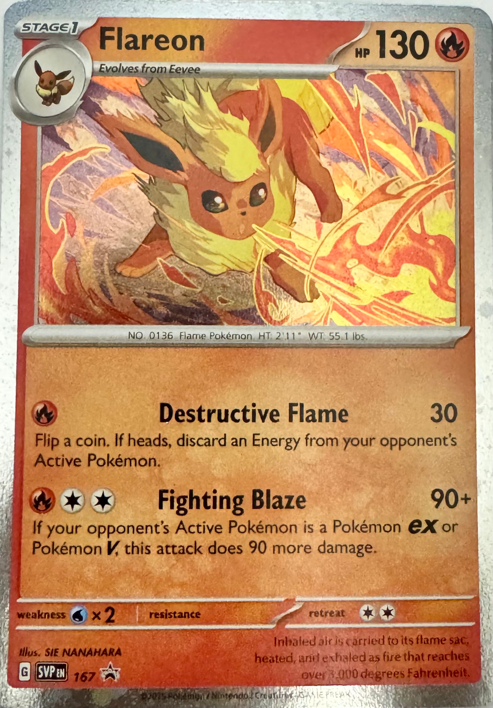 Pokémon Tcg Flareon 167 Cosmos Holo