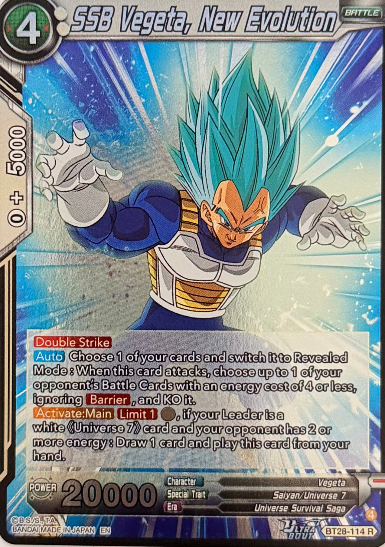 Dragon Ball Tcg SSB Vegeta, New Evolution BT28-114 Foil