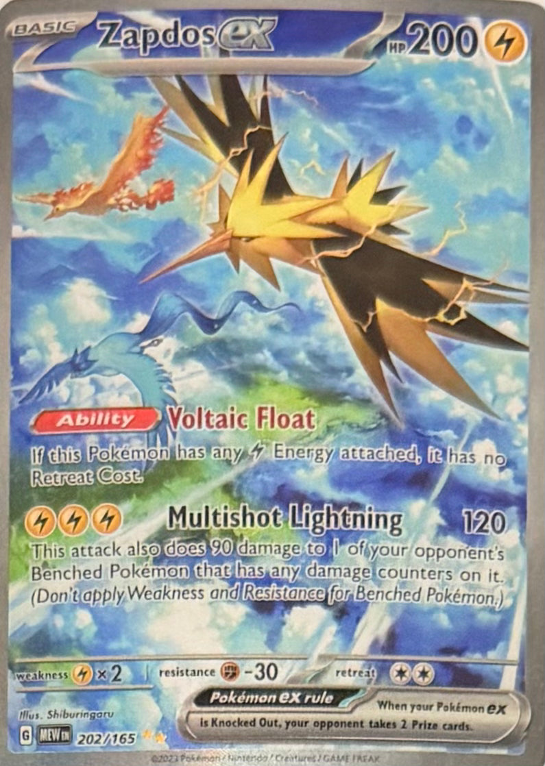 Pokemon Tcg Zapdos Ex 202/165