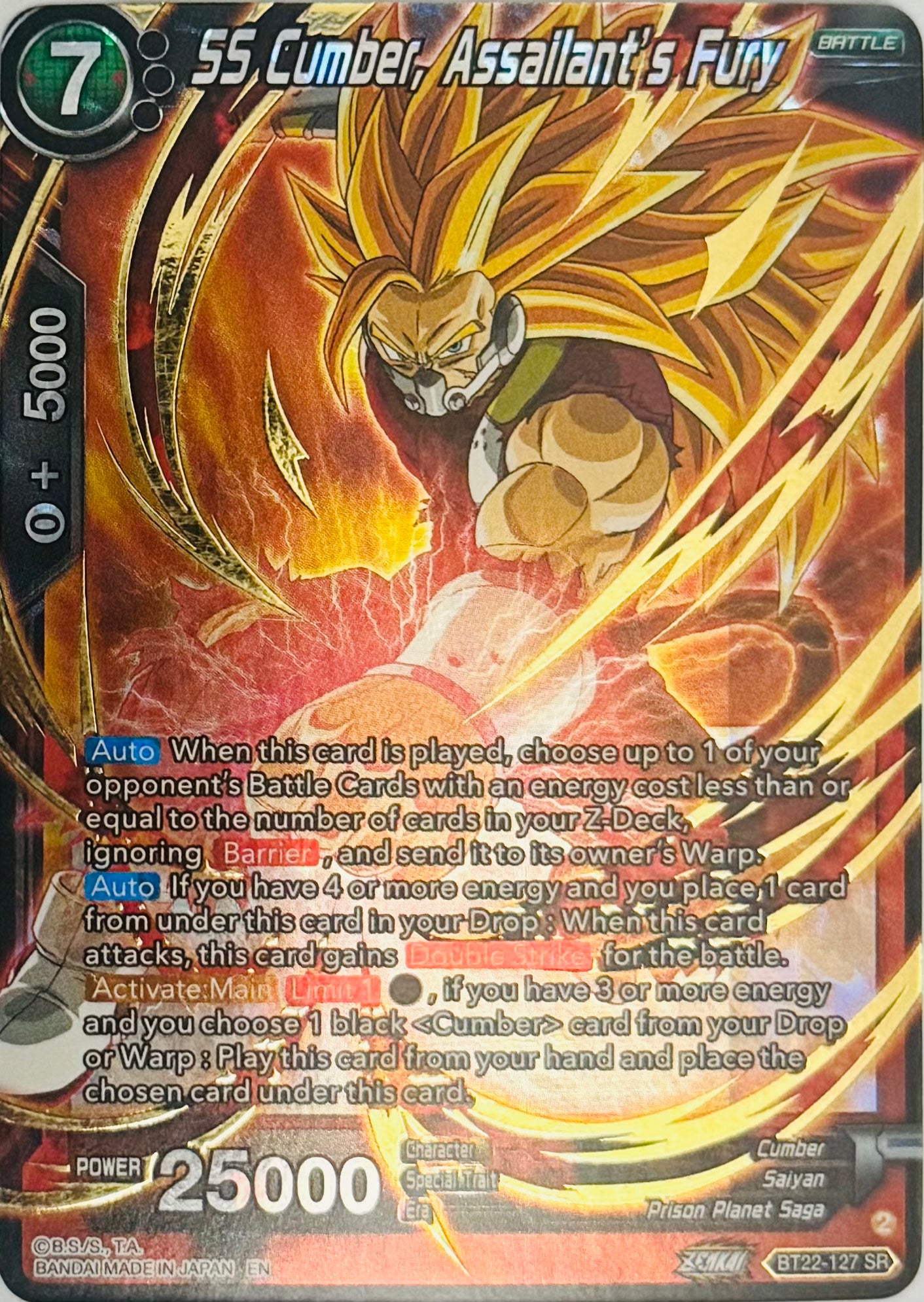 Dragon Ball Tcg SS Cumber, Assailant’s Fury Bt22-127