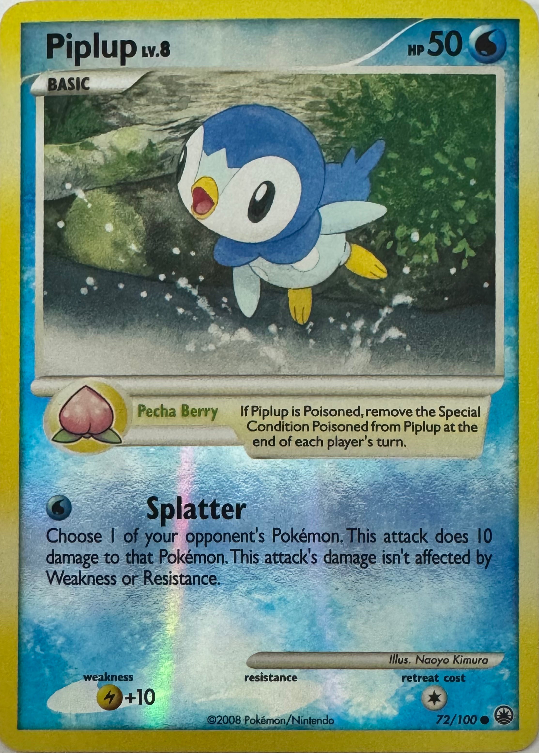 Pokemon Tcg Piplup Lv.8 72/100 Reverse