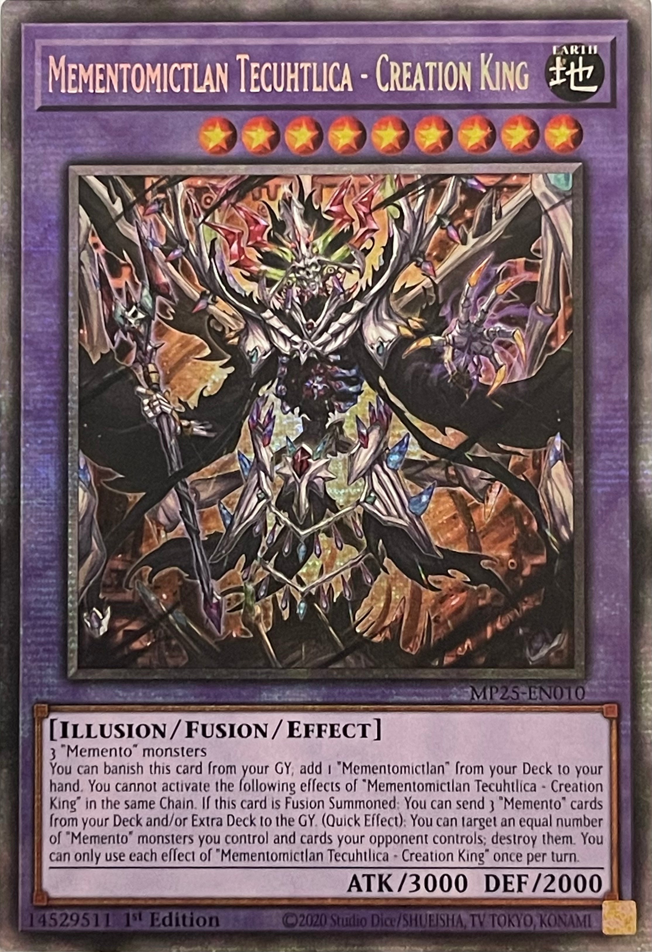 Yugioh! Mementomictlan Tecuhtlica - Creation King MP25-EN010 1st Edition Starlight