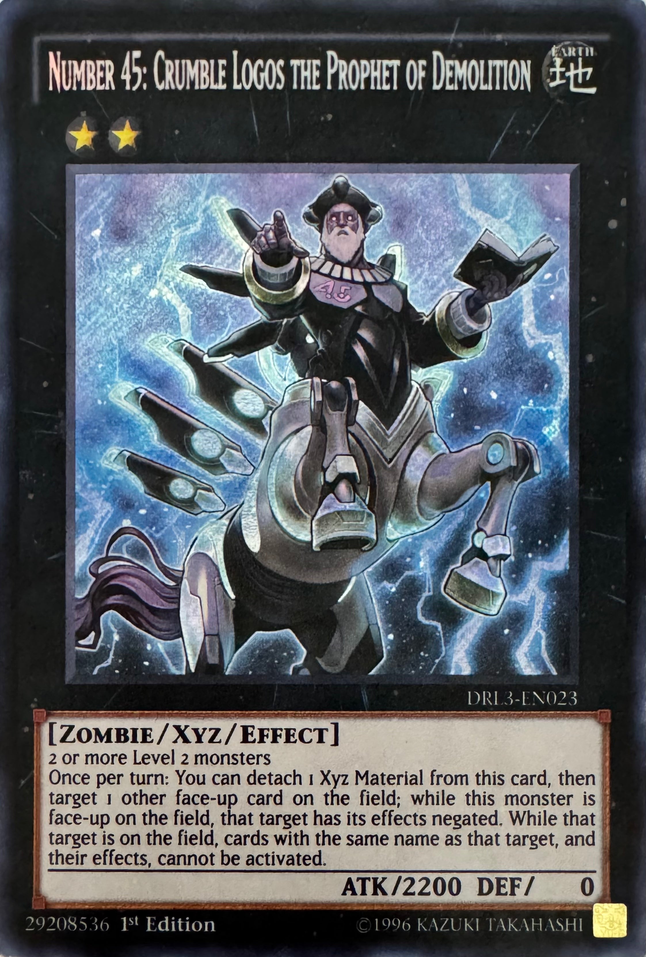 Yugioh! Number 45: Crumble Logos The Prophet Of Demolition Drl3-en023 1st Edition Secret