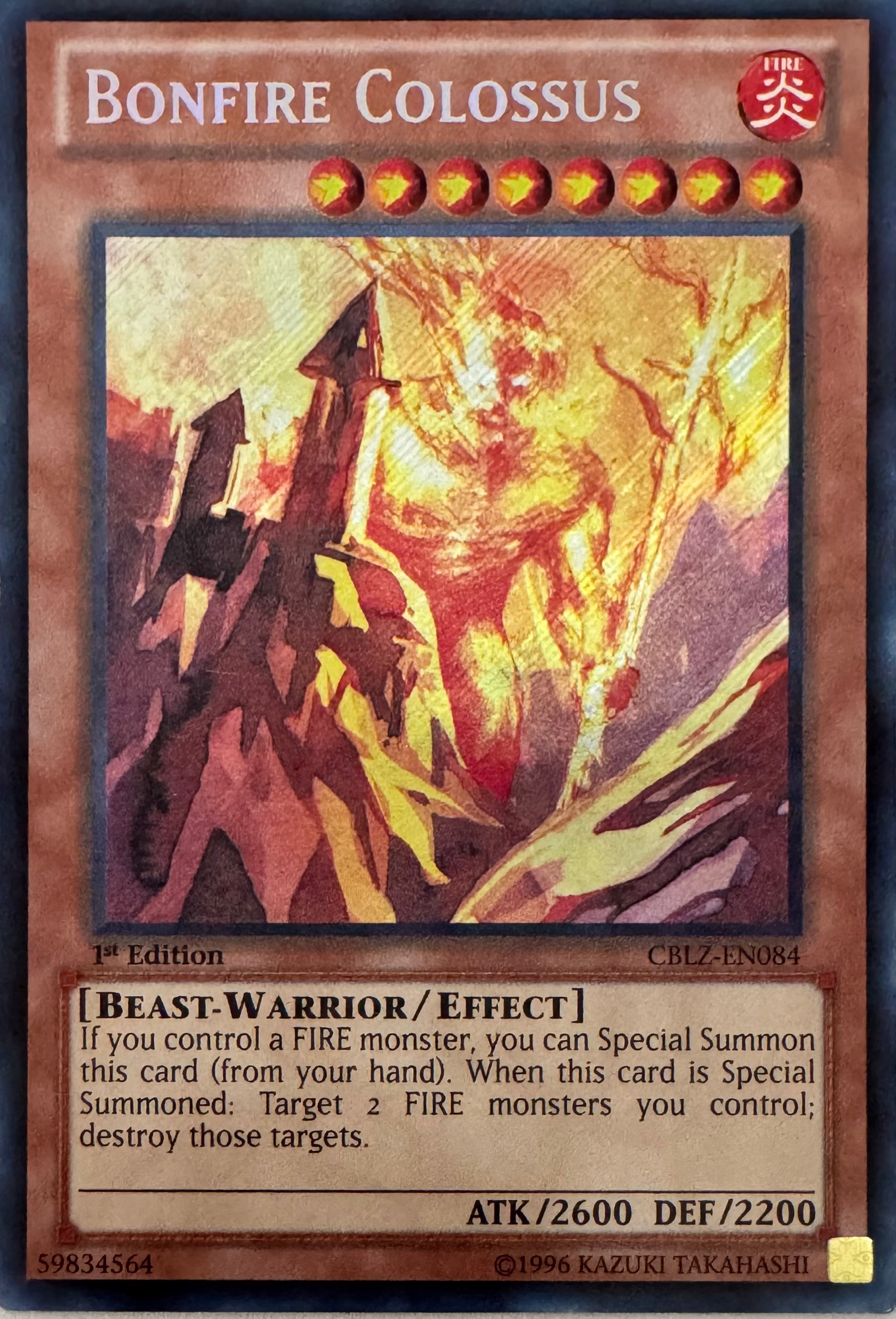 Yugioh! Bonfire Colossus Cblz-en084 1st Edition Secret