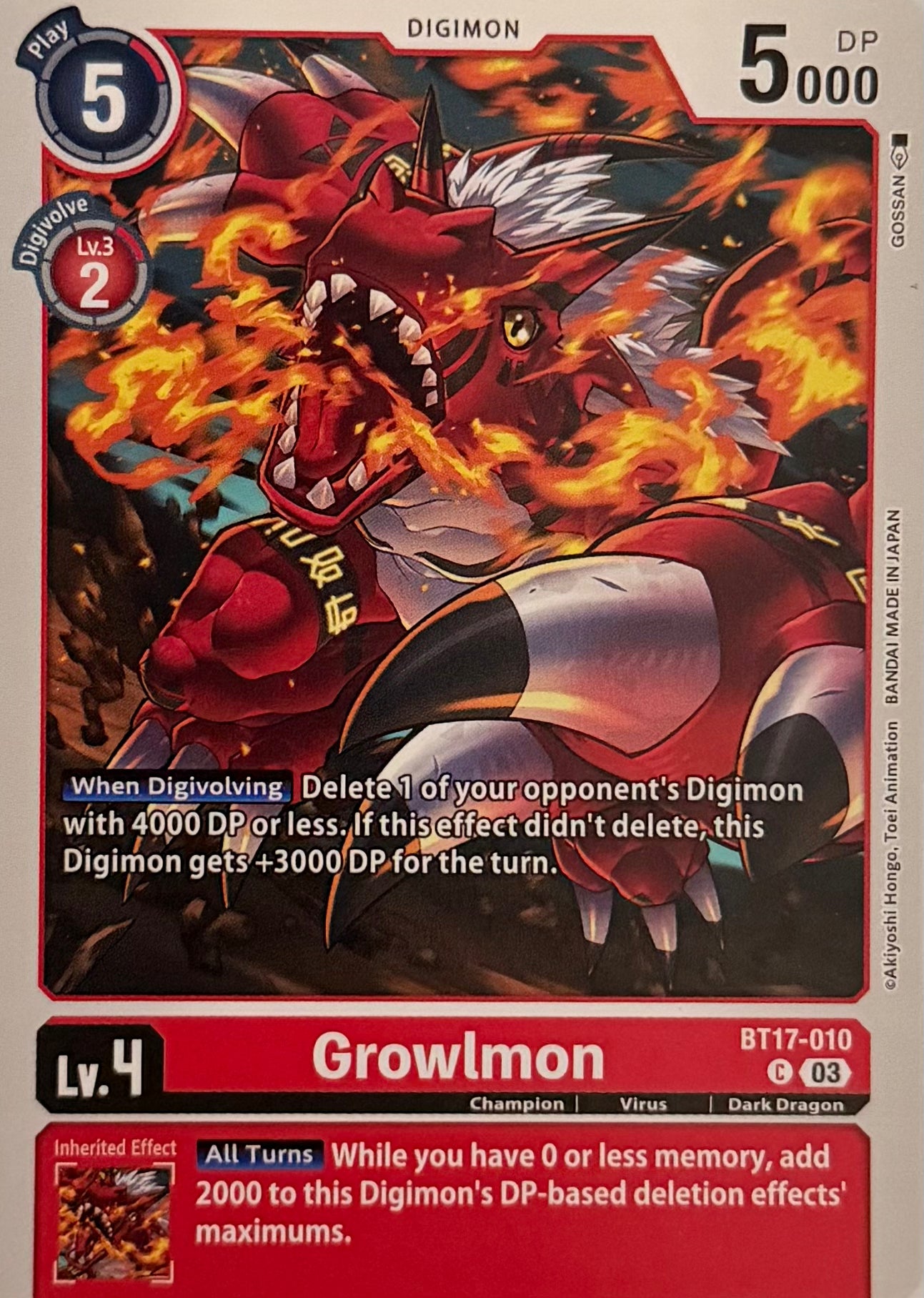 Digimon Tcg Growlmon BT17-010